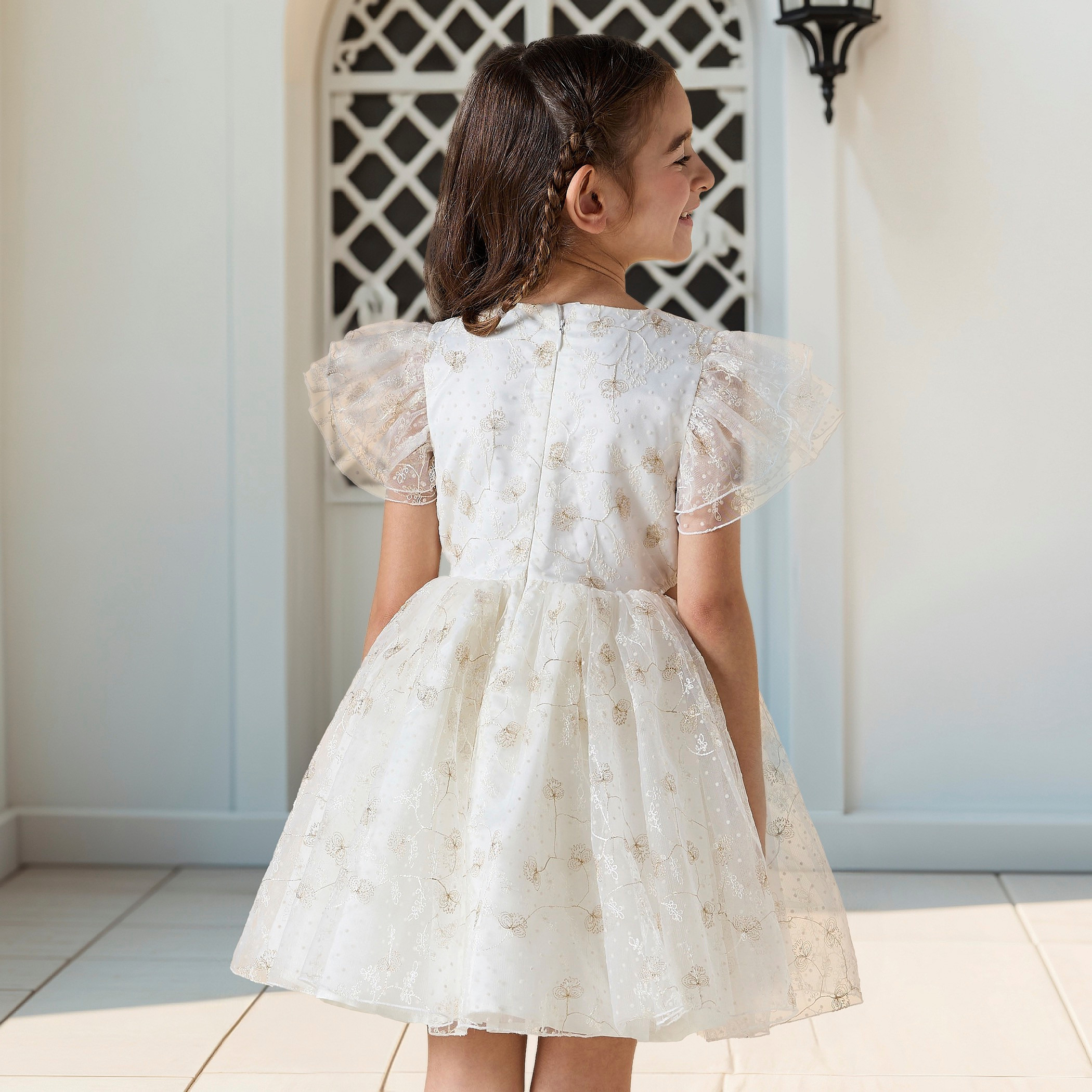 Juniors Embellished Dress with Ruffle Sleeves-baby-girls-clothing-dressesandjumpsuits-image-3