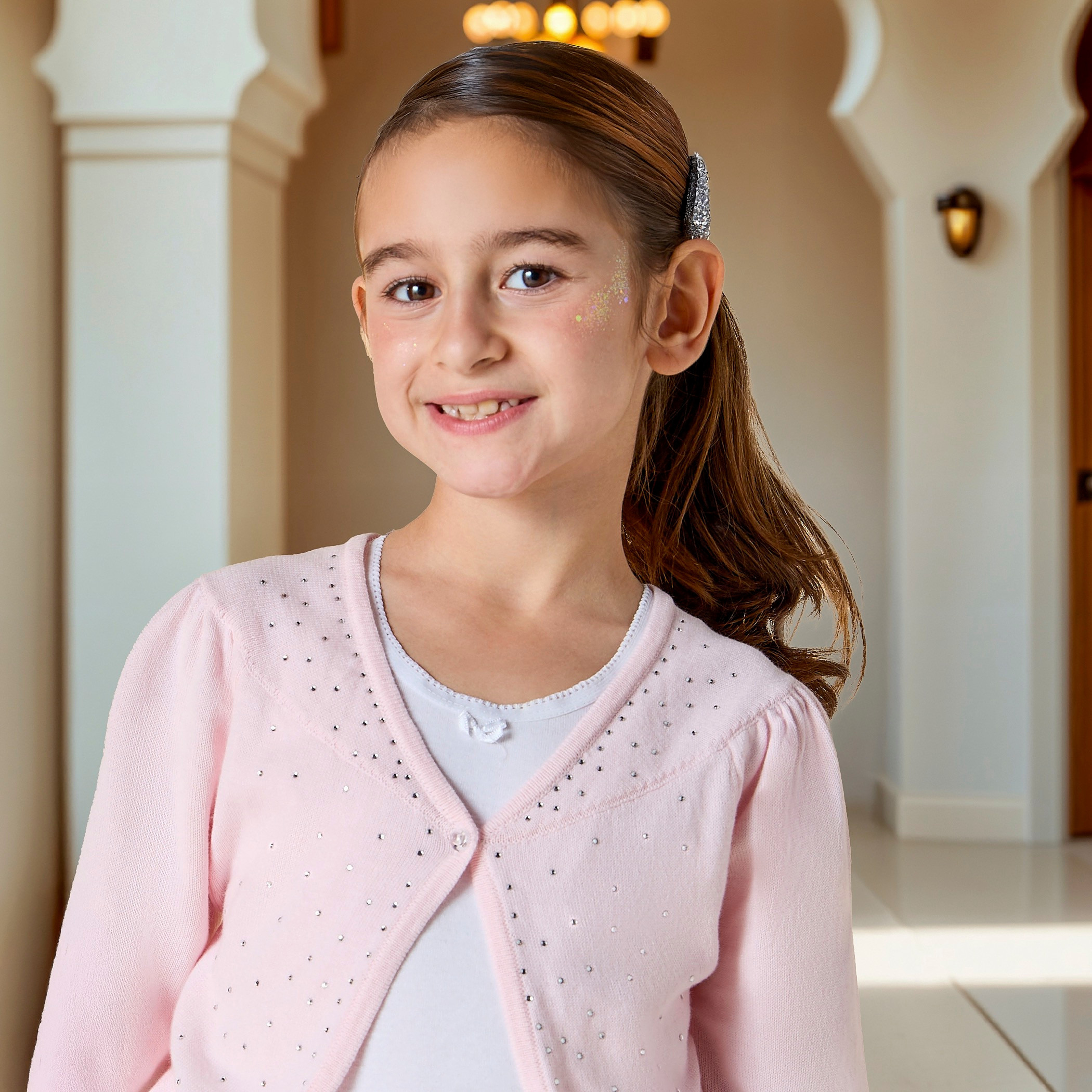Juniors Embellished Cardigan with 3/4 Sleeves and Button Closure-girls-clothing-winterwear-jumpersandcardigans-image-4