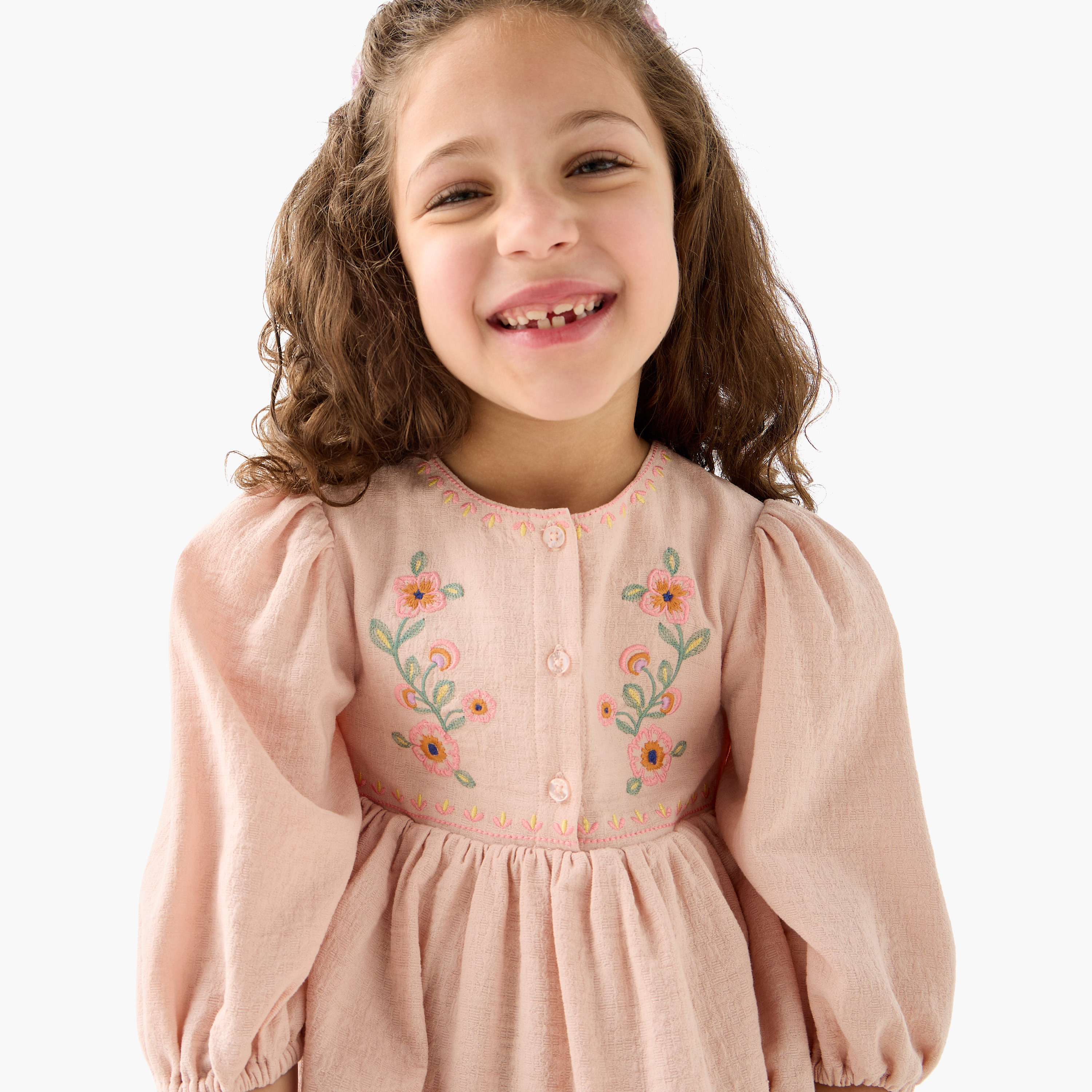 Eligo Embroidered Round Neck Empire Top with 3/4 Sleeves-girls-clothing-blousesandshirts-image-4