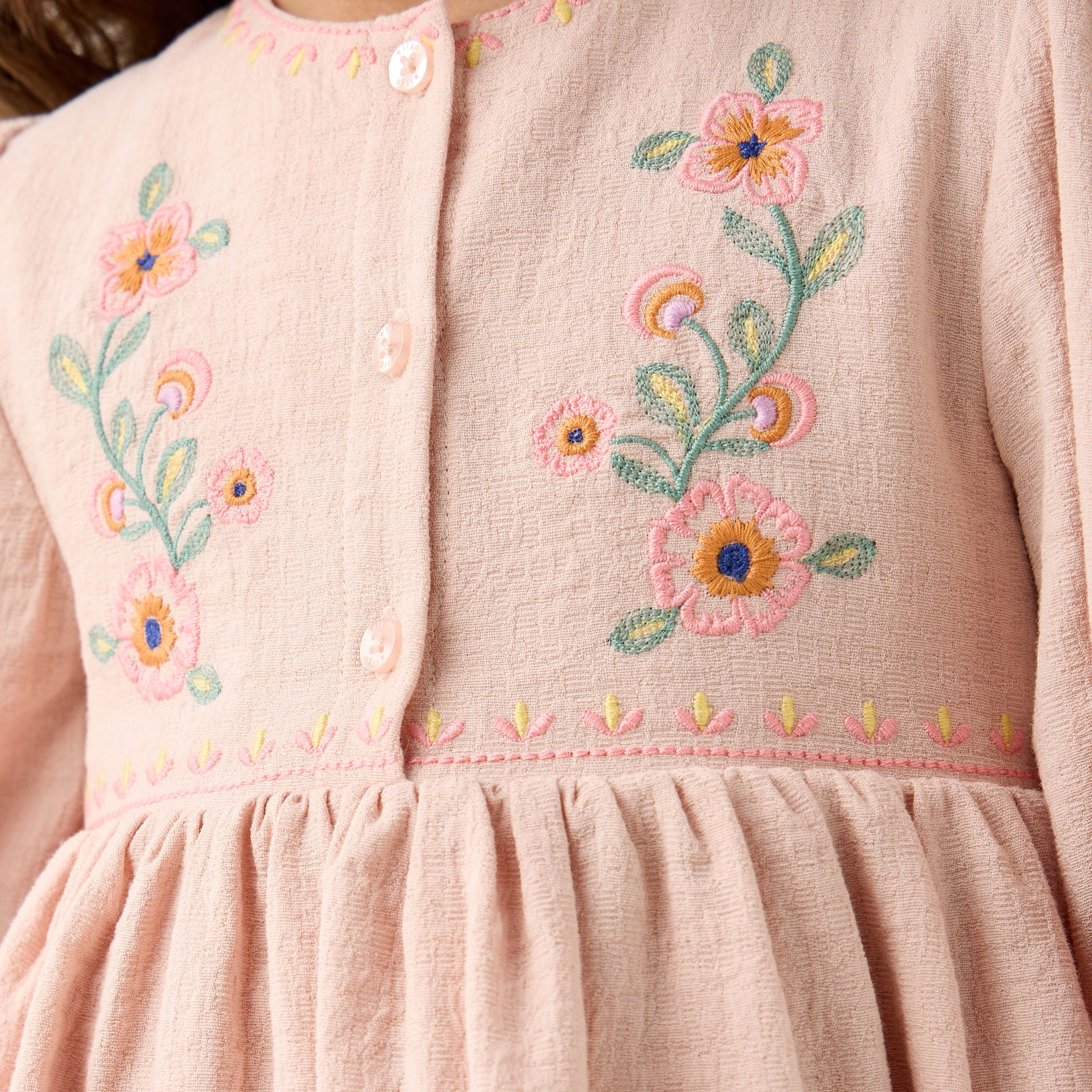 Eligo Embroidered Round Neck Empire Top with 3/4 Sleeves-girls-clothing-blousesandshirts-image-5