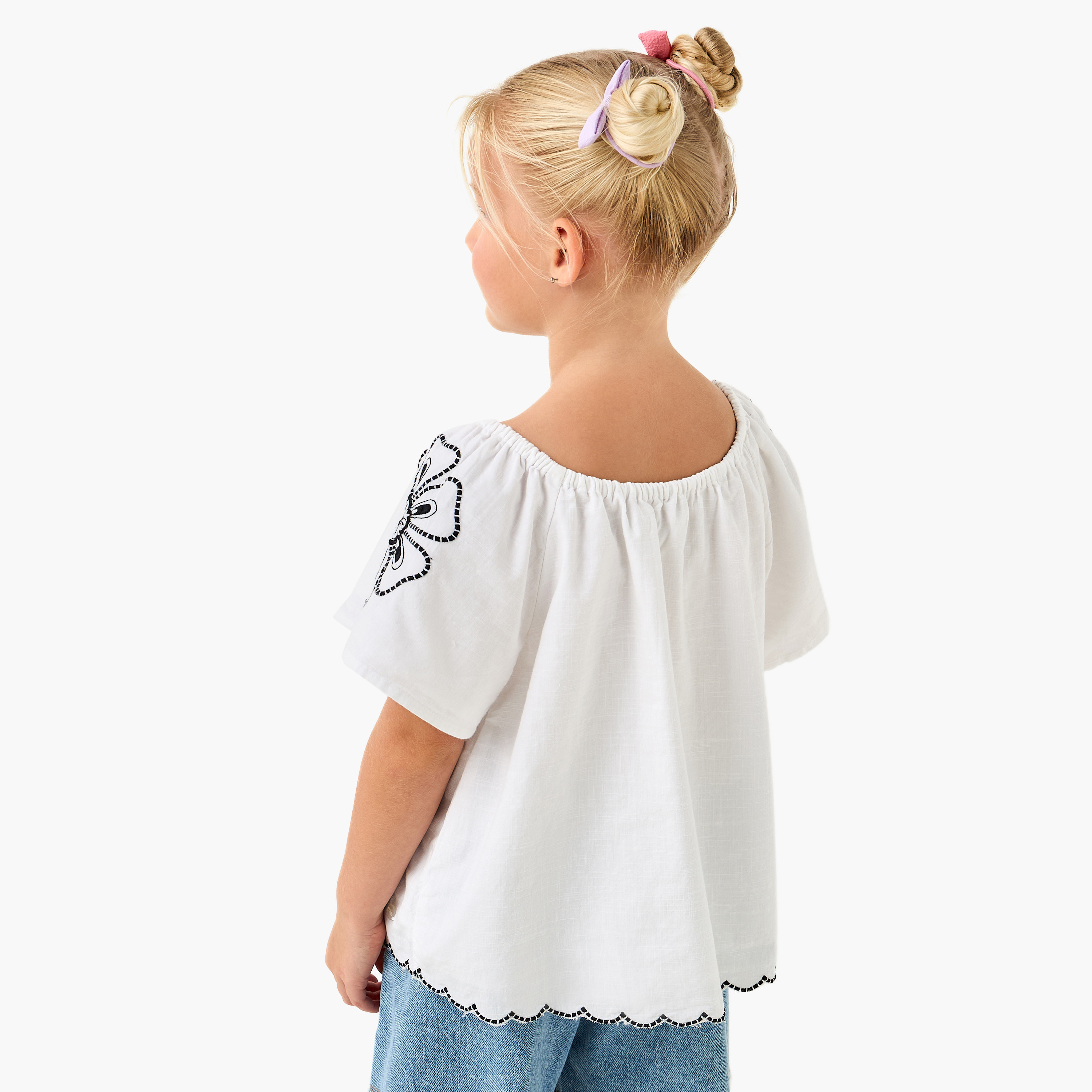 Eligo Embroidered A-Line Top with Short Sleeves-baby-girls-clothing-blousesandshirts-image-3