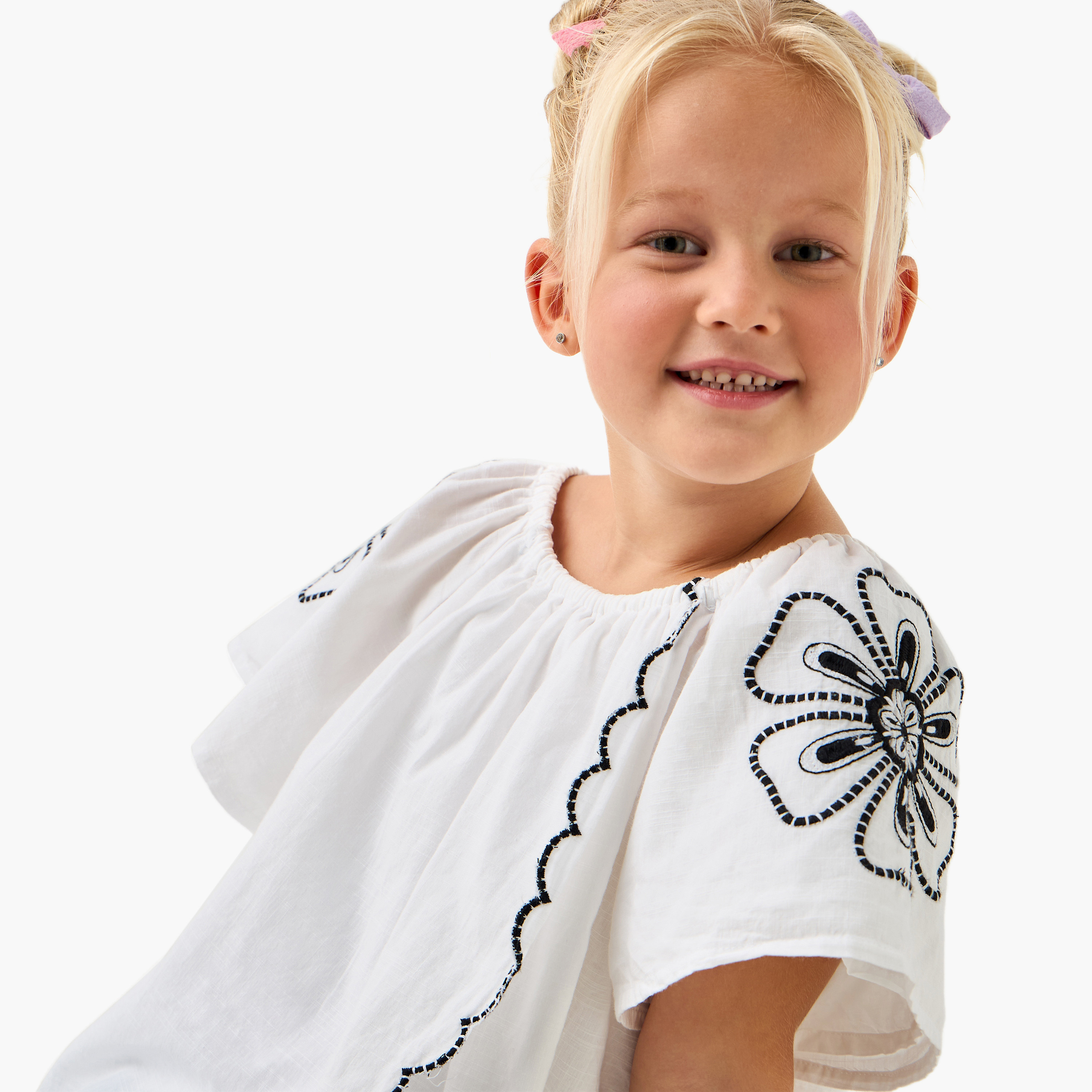 Eligo Embroidered A-Line Top with Short Sleeves-baby-girls-clothing-blousesandshirts-image-4