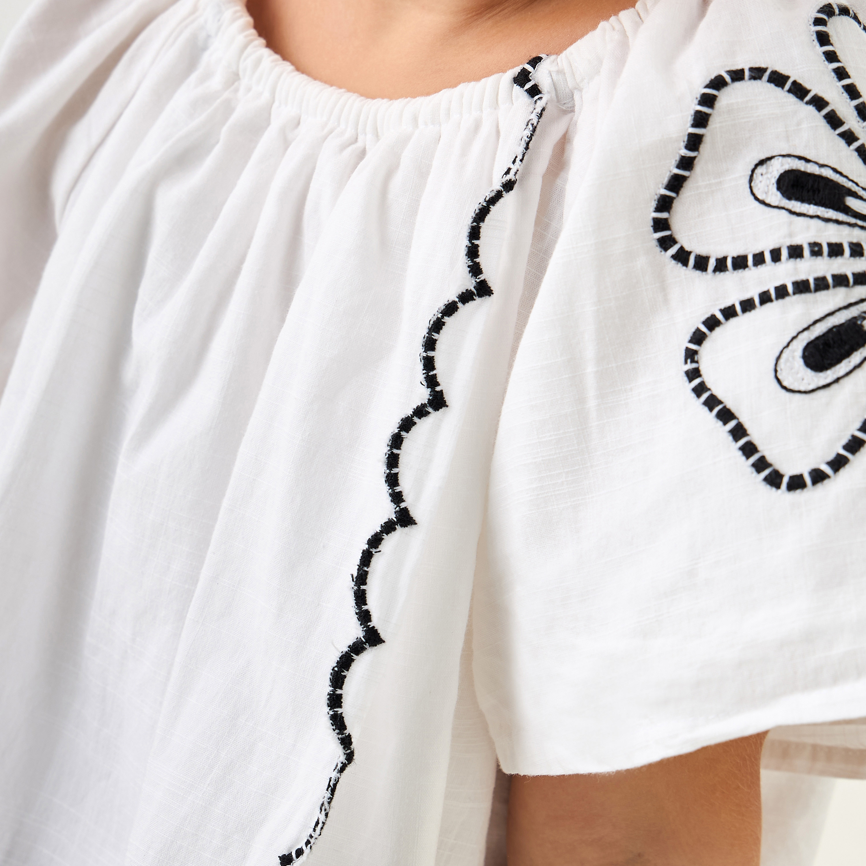 Eligo Embroidered A-Line Top with Short Sleeves-baby-girls-clothing-blousesandshirts-image-5