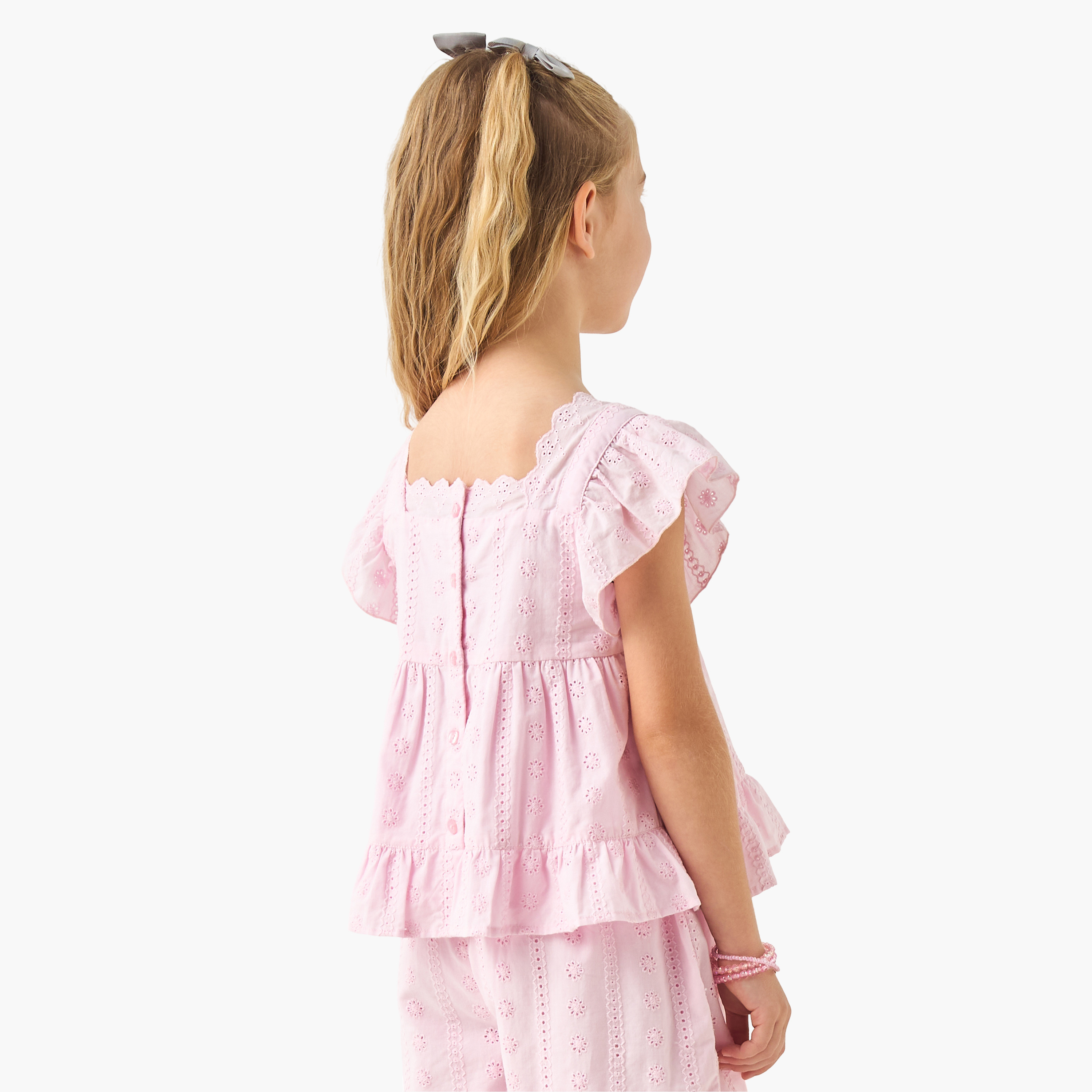 Eligo Schiffli Peplum Top with Cap Sleeves-baby-girls-clothing-blousesandshirts-image-3
