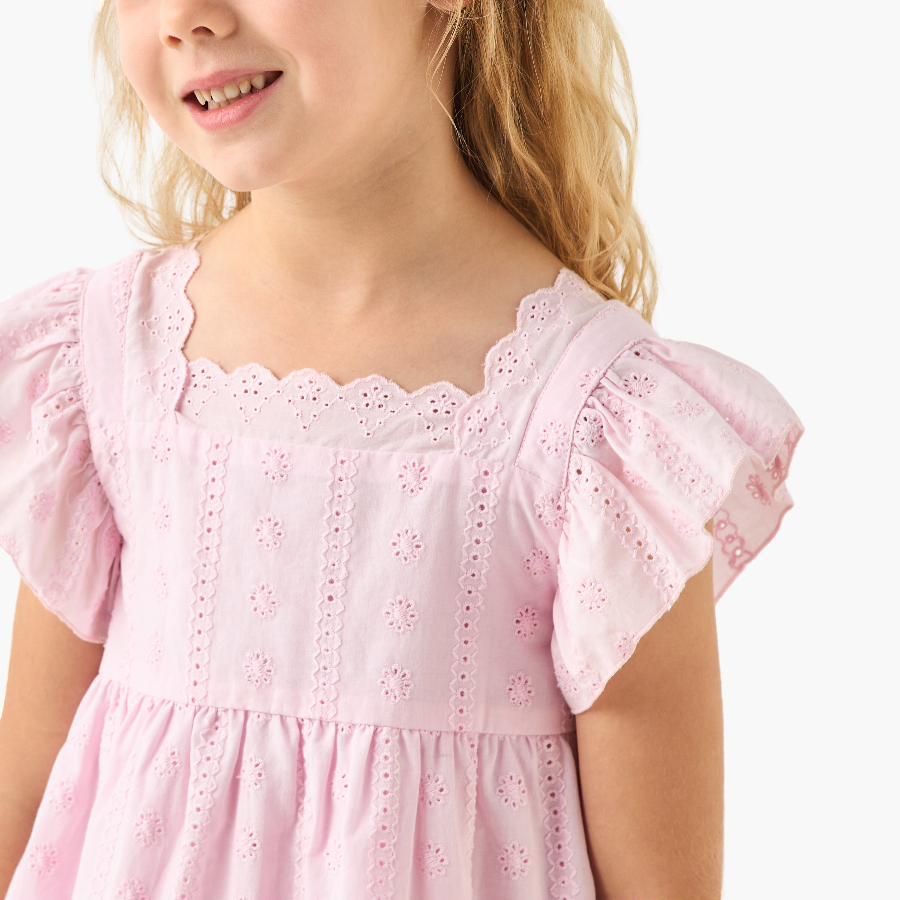 Eligo Schiffli Peplum Top with Cap Sleeves-baby-girls-clothing-blousesandshirts-image-4