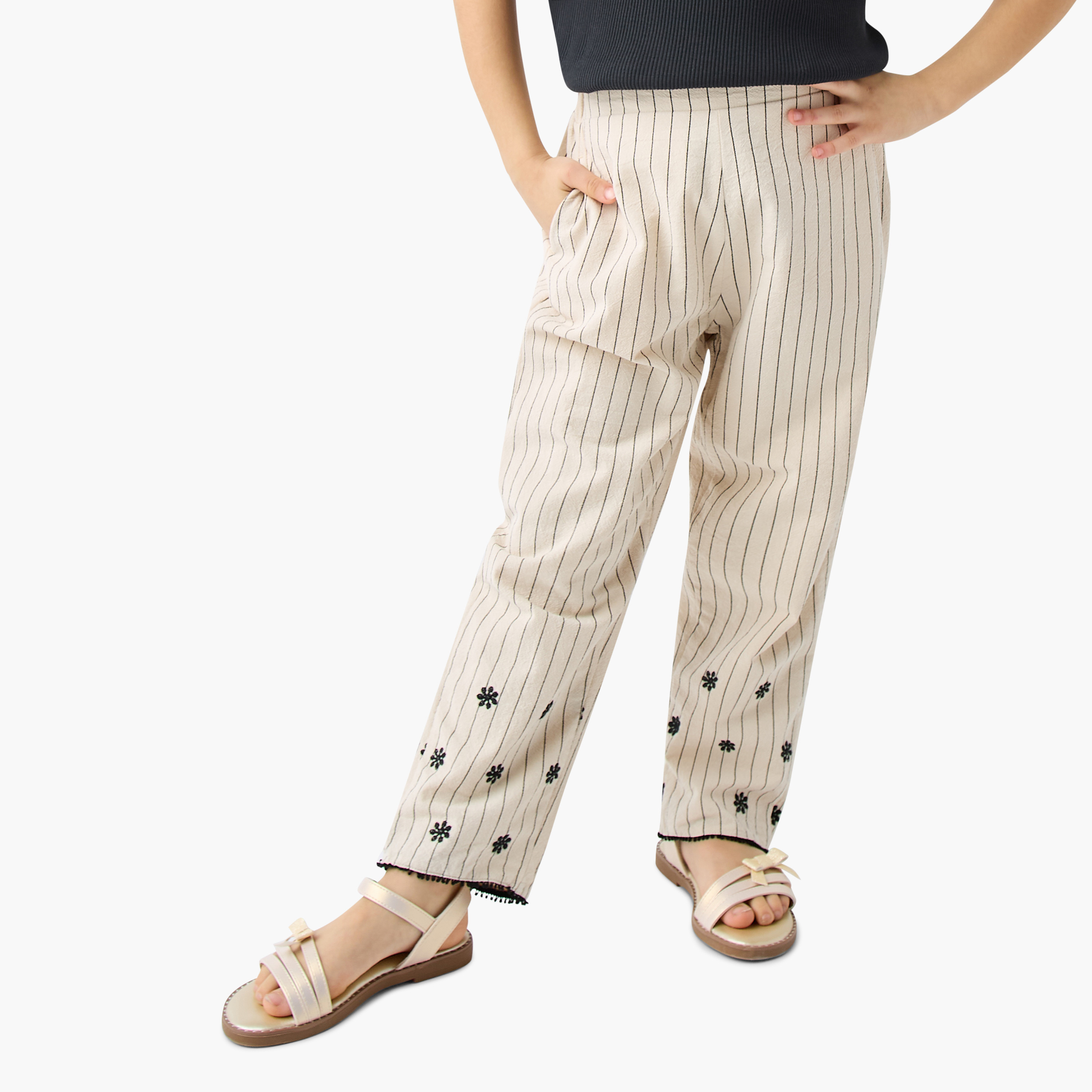 بنطلون مطرز بخصر مطاطي من إليجو-baby-girls-clothing-bottoms-trousers-image-4