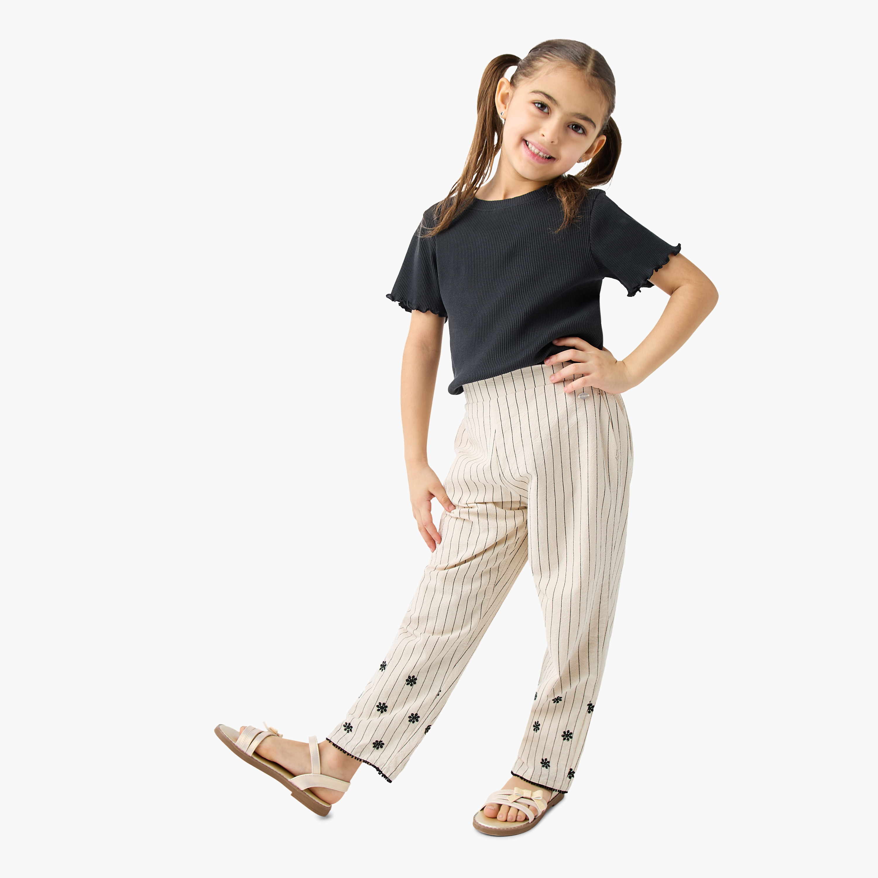 بنطلون مطرز بخصر مطاطي من إليجو-baby-girls-clothing-bottoms-trousers-image-3