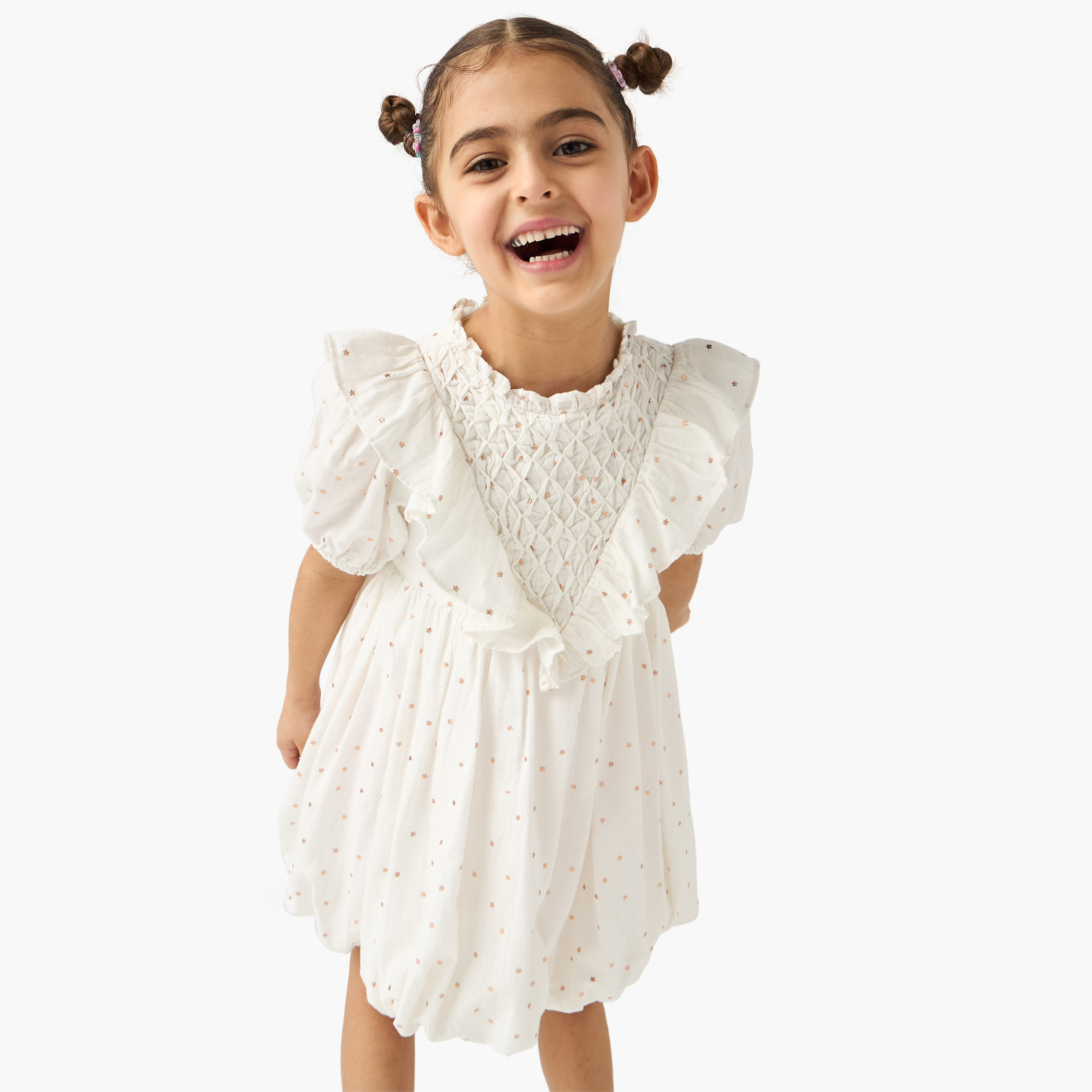 فستان بالون بأكمام منفوخة وكشكش وطبعات أزهار من إليجو-girls-clothing-dressesandjumpsuits-image-1
