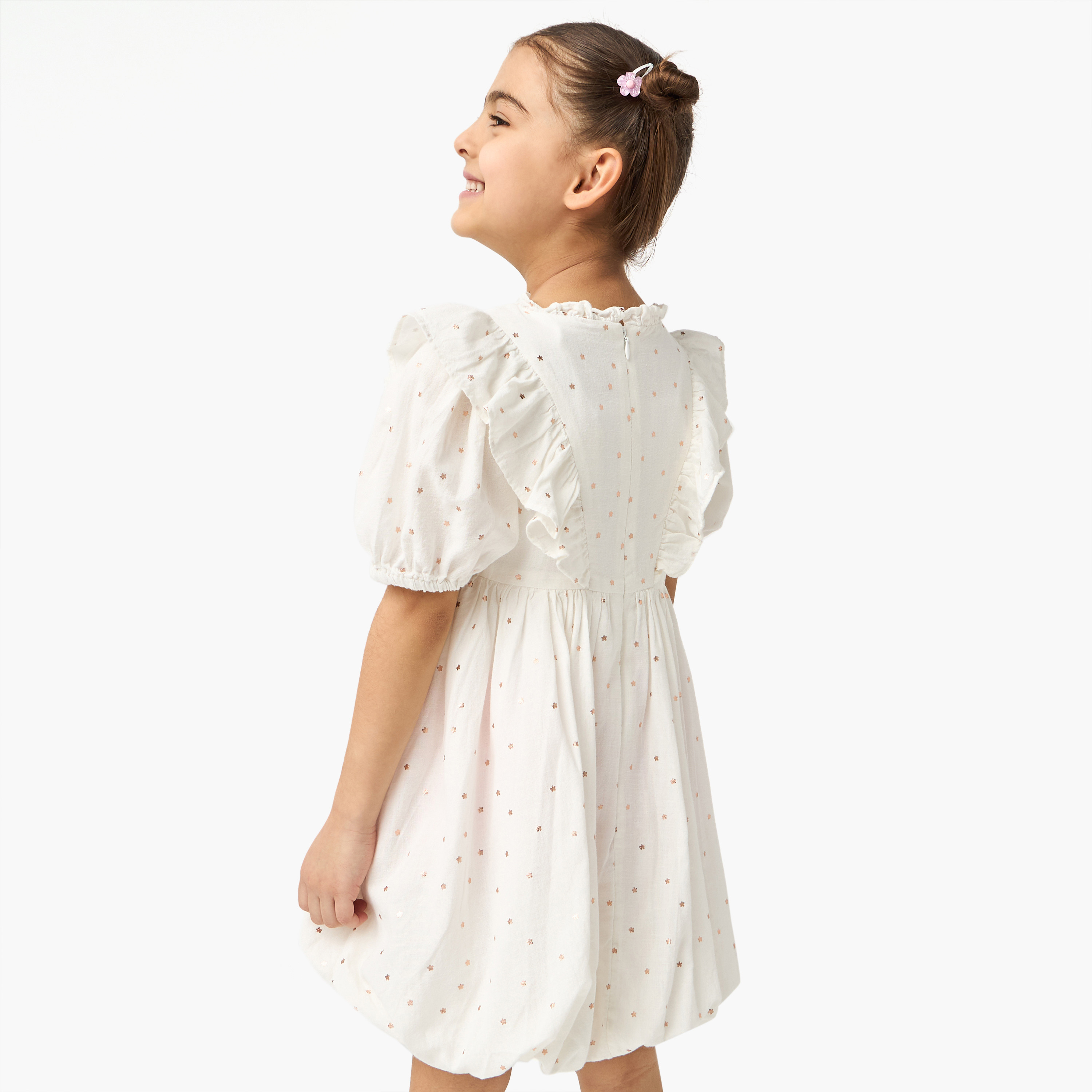 فستان بالون بأكمام منفوخة وكشكش وطبعات أزهار من إليجو-girls-clothing-dressesandjumpsuits-image-3