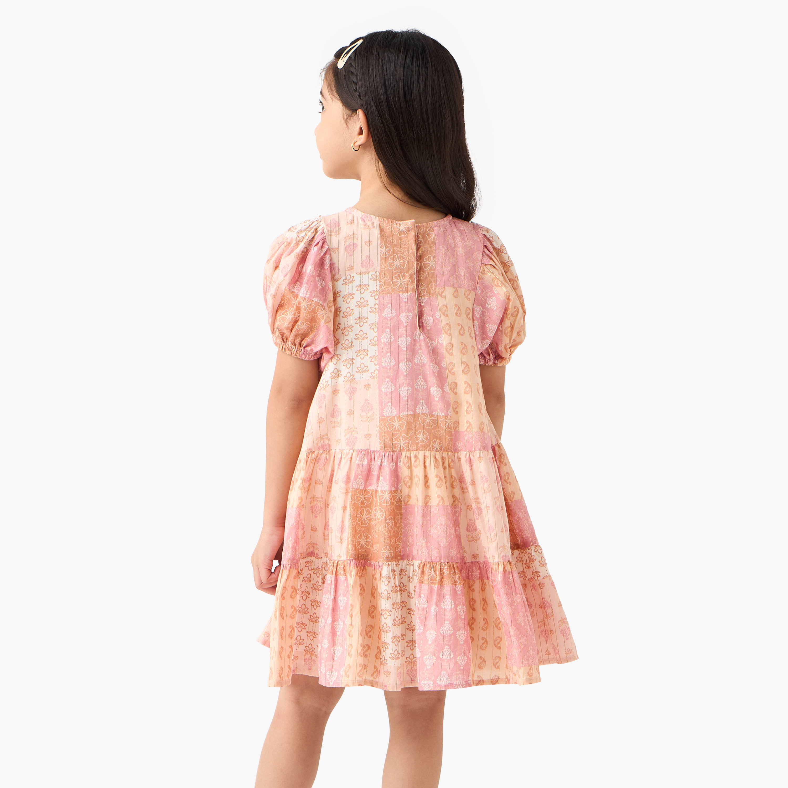 Eligo All-Over Print Tiered Dress with Puff Sleeves-girls-clothing-dressesandjumpsuits-image-3