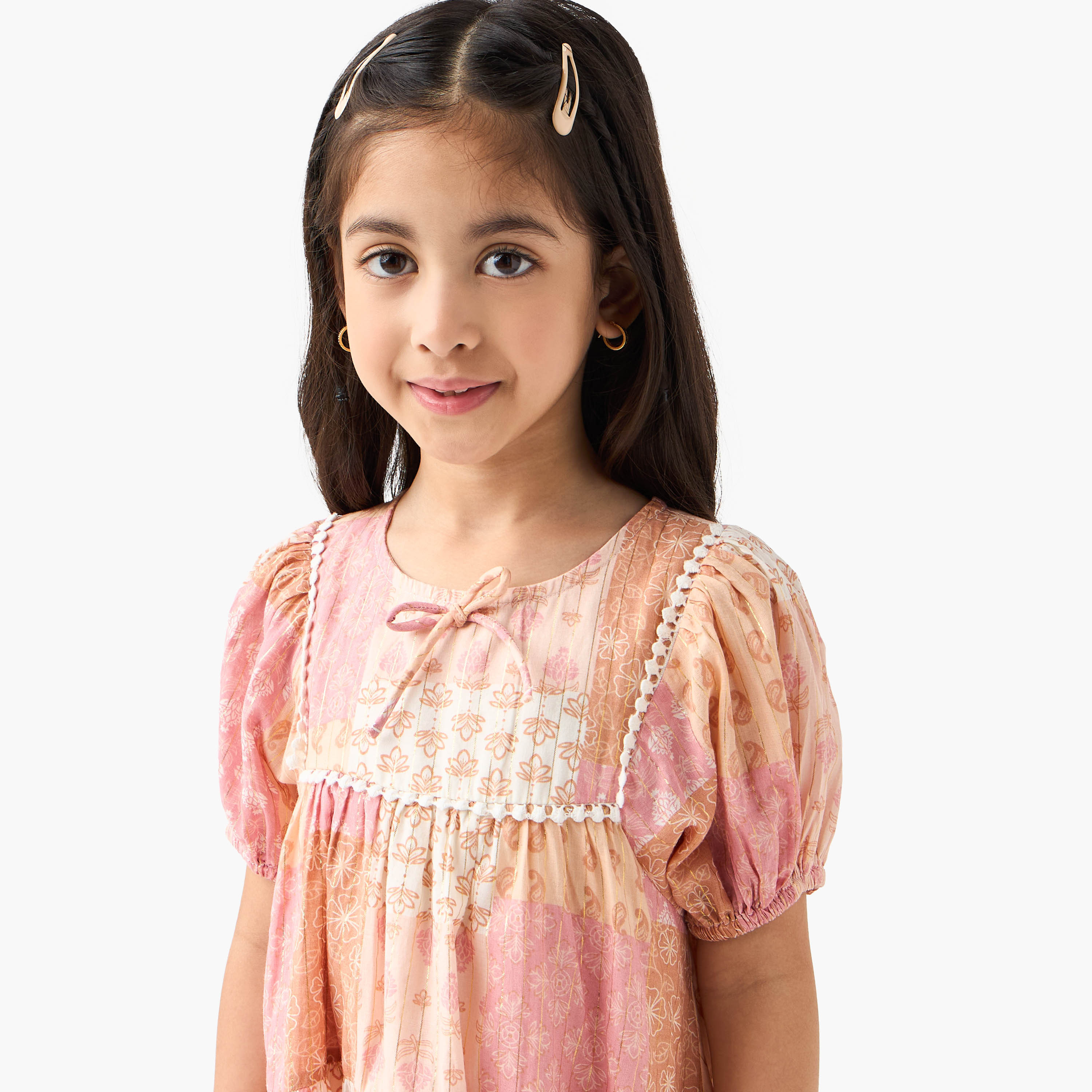 Eligo All-Over Print Tiered Dress with Puff Sleeves-girls-clothing-dressesandjumpsuits-image-4