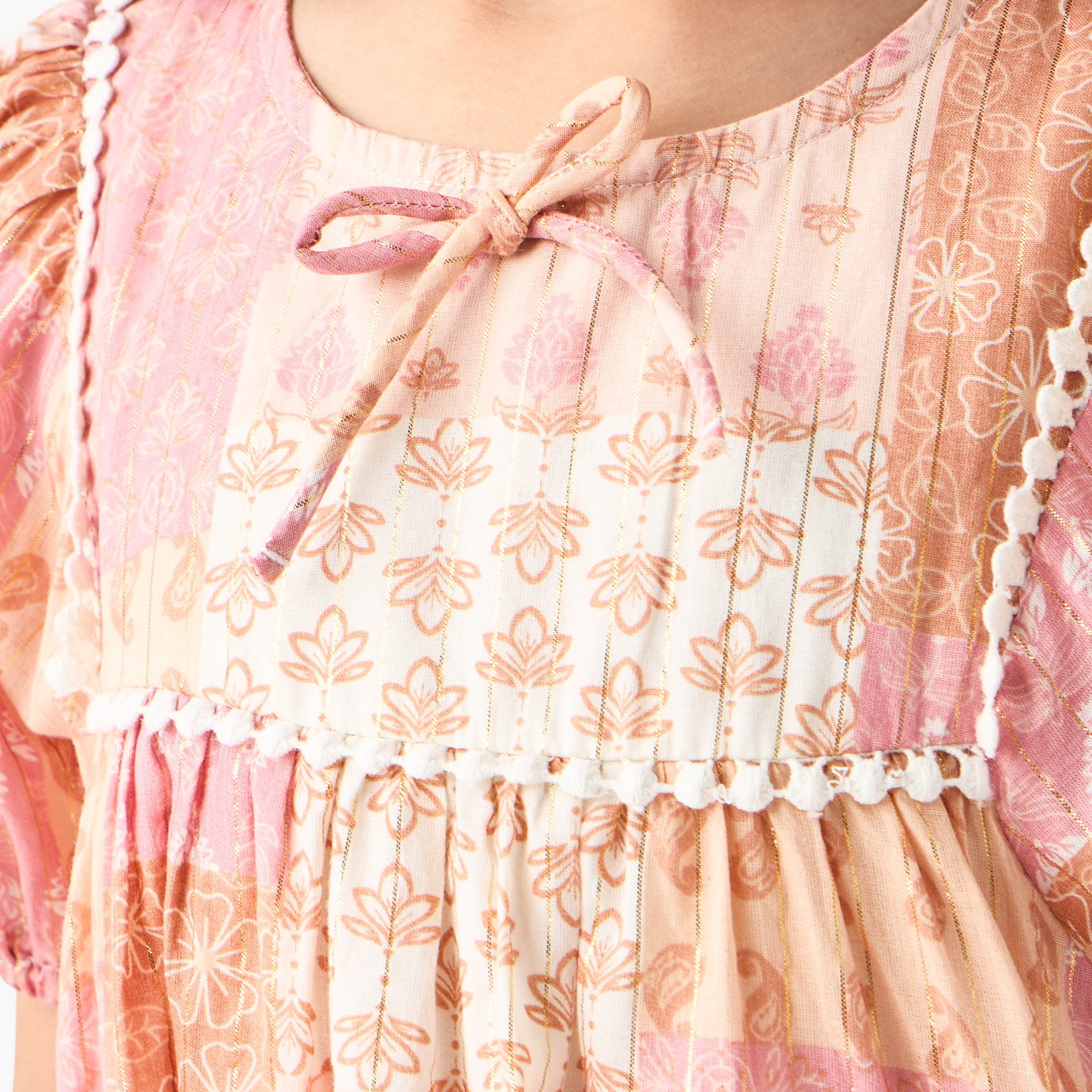 Eligo All-Over Print Tiered Dress with Puff Sleeves-girls-clothing-dressesandjumpsuits-image-5