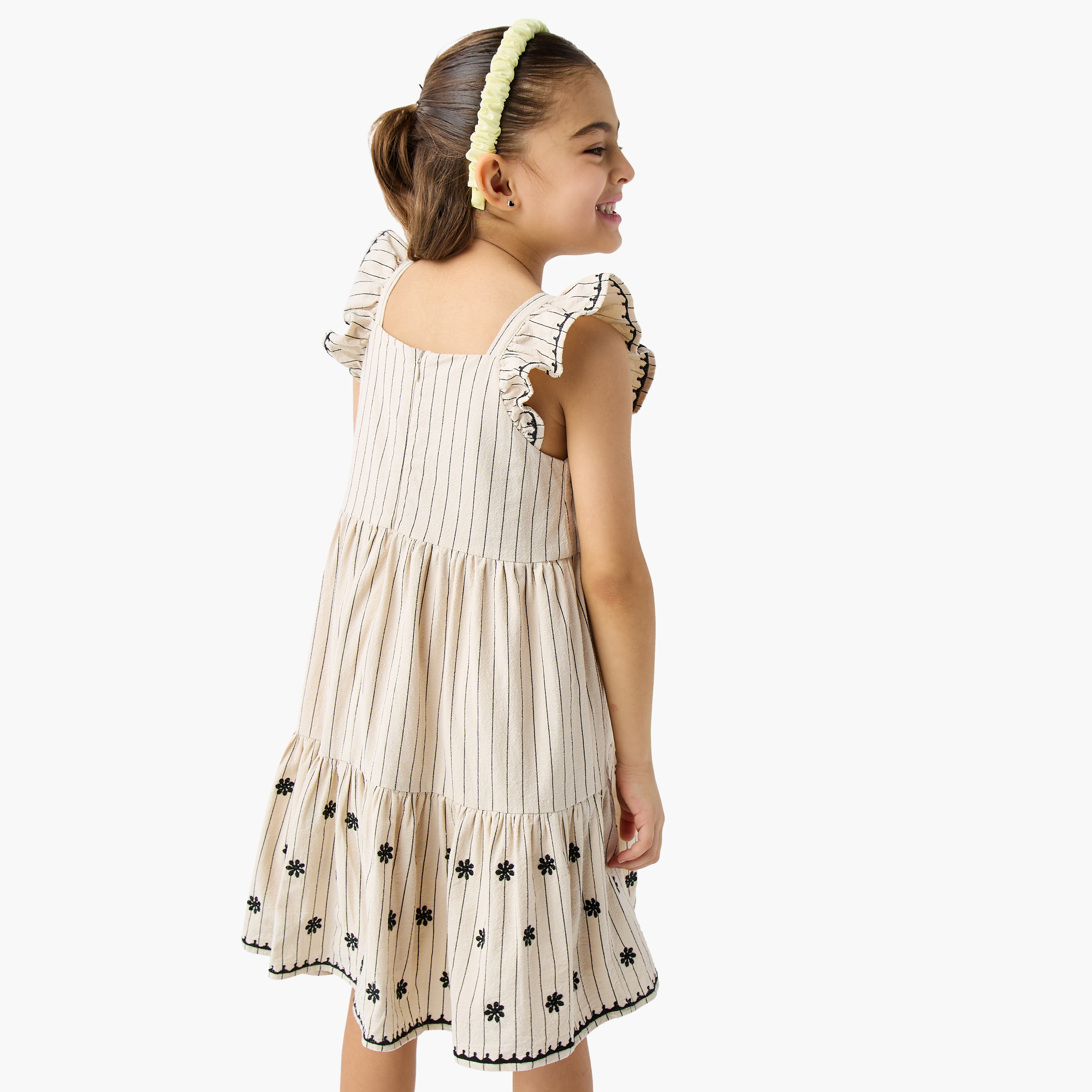 Eligo Embroidered Dress with Ruffle Sleeves and Flounce Hem-girls-clothing-dressesandjumpsuits-image-3
