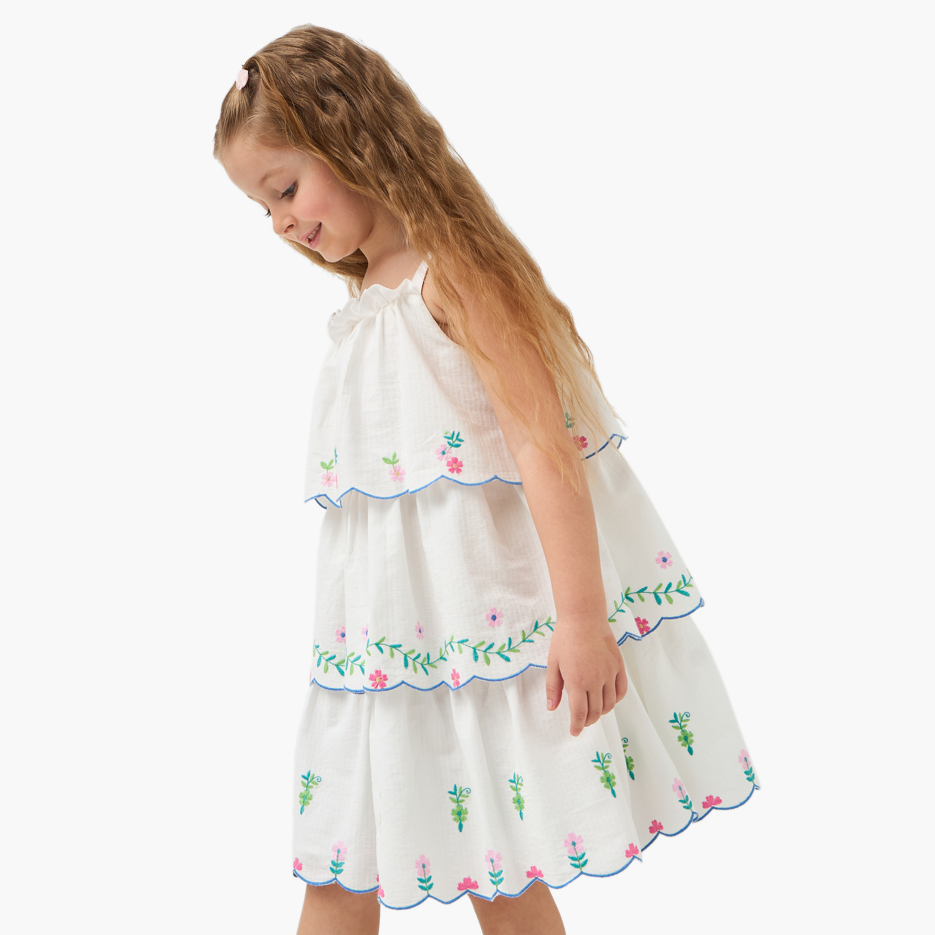 Eligo Floral Embroidered Sleeveless Tiered Dress-girls-clothing-dressesandjumpsuits-image-2