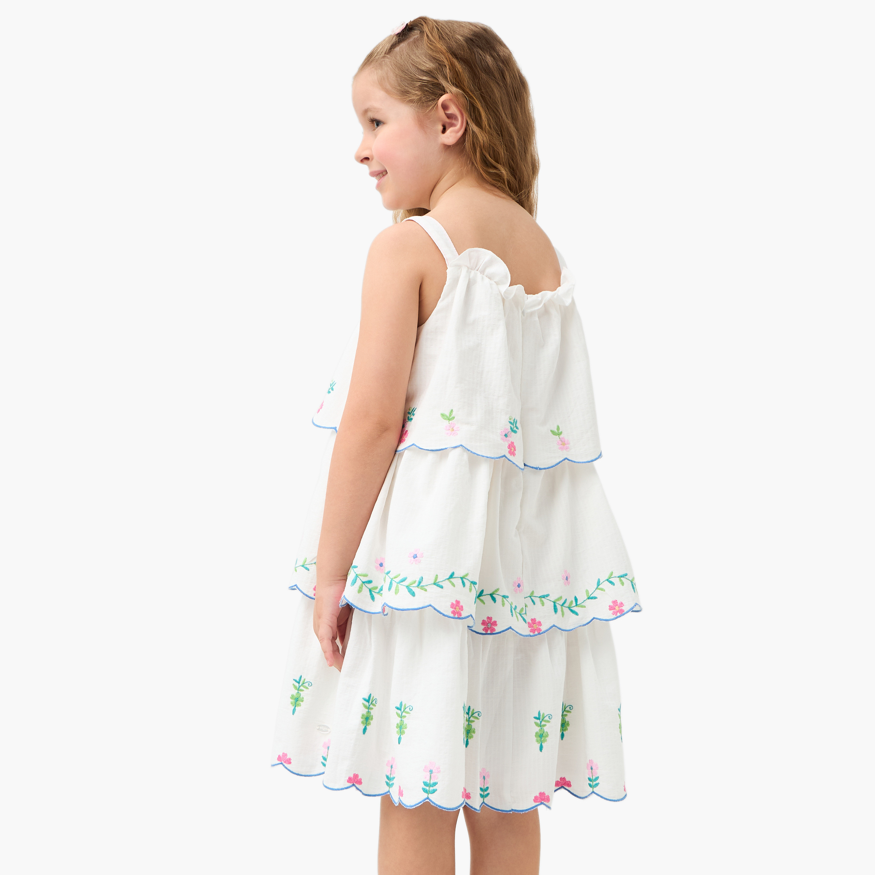 Eligo Floral Embroidered Sleeveless Tiered Dress-girls-clothing-dressesandjumpsuits-image-3