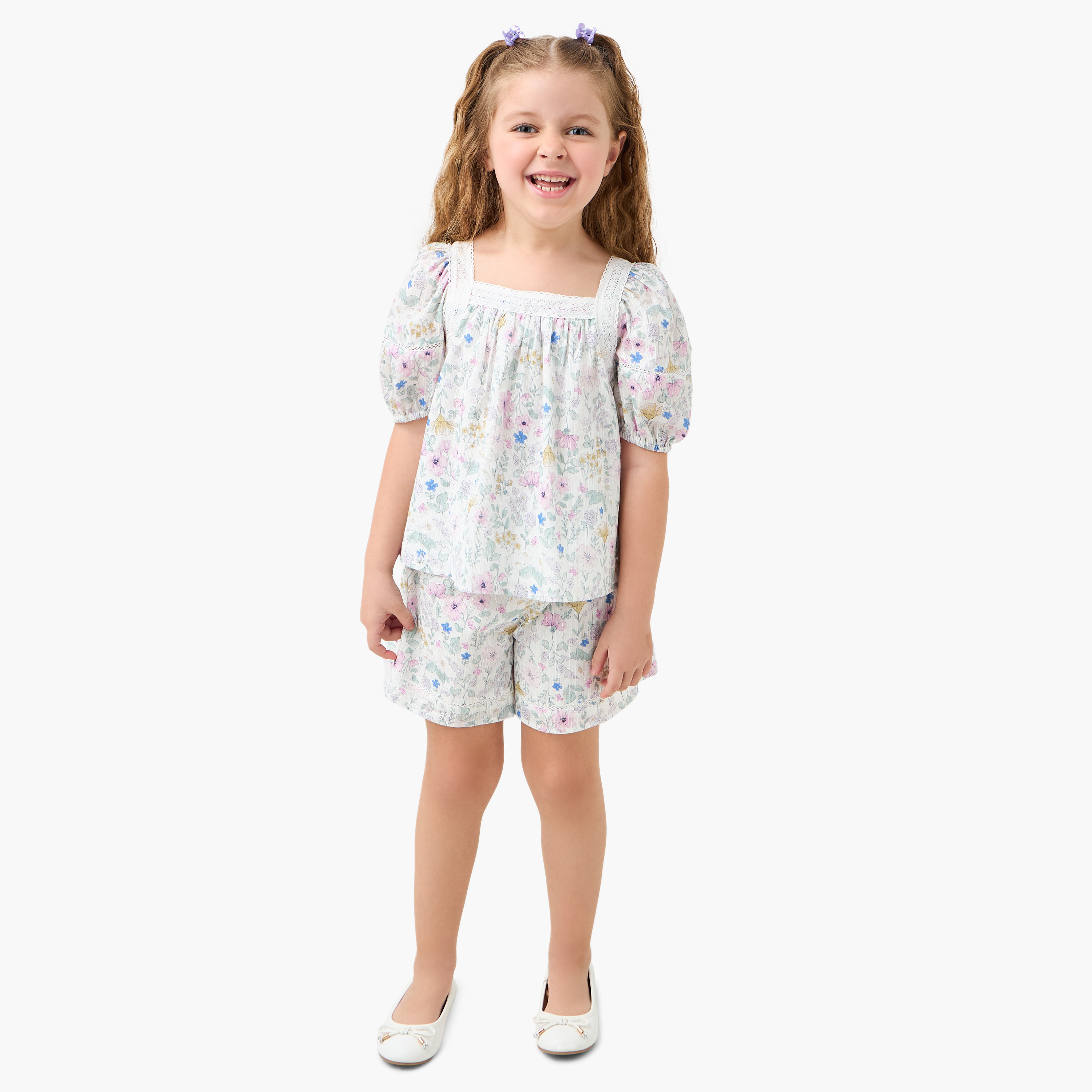 Eligo Floral Print Top and Shorts Set-girls-clothing-setsandcoords-image-1