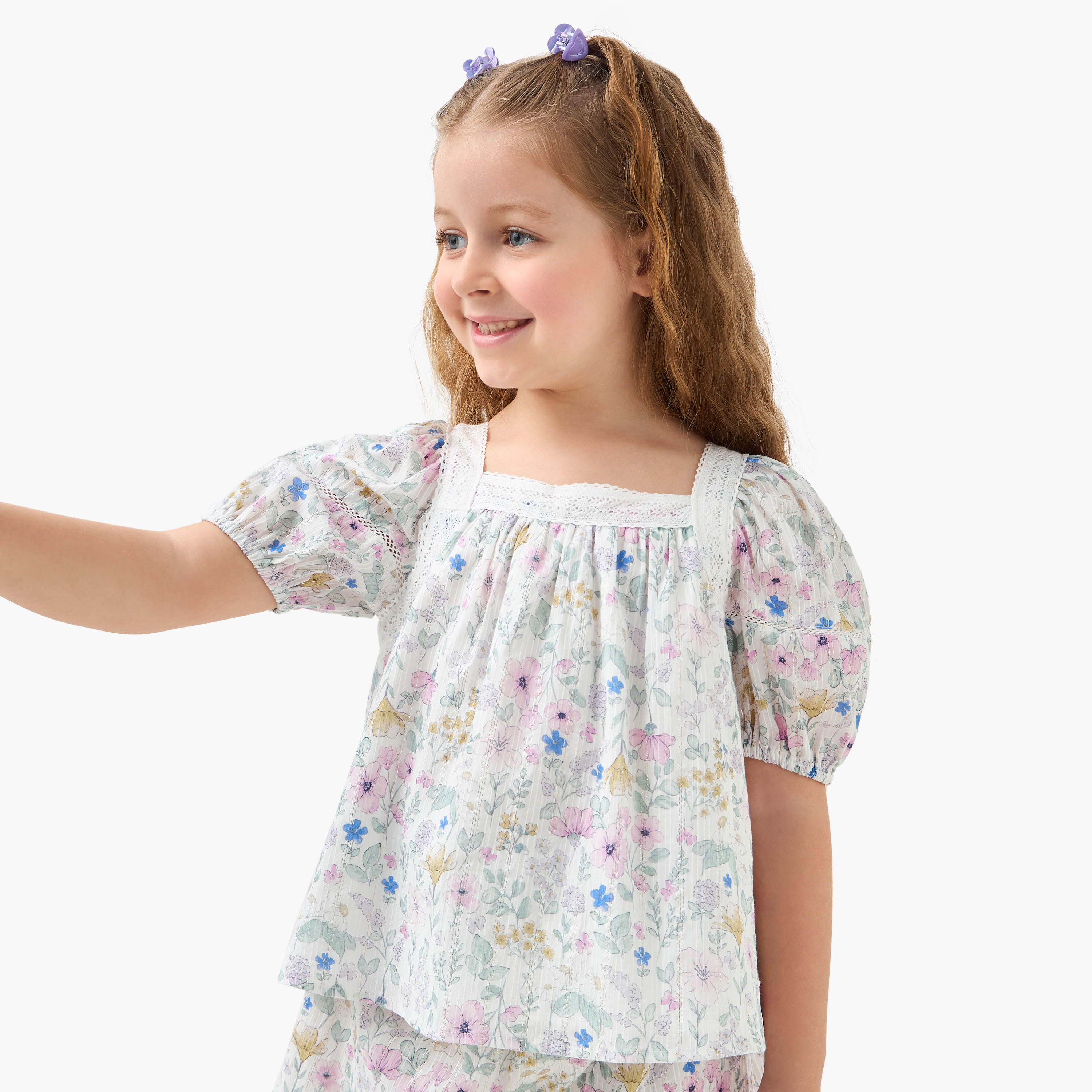 Eligo Floral Print Top and Shorts Set-girls-clothing-setsandcoords-image-2