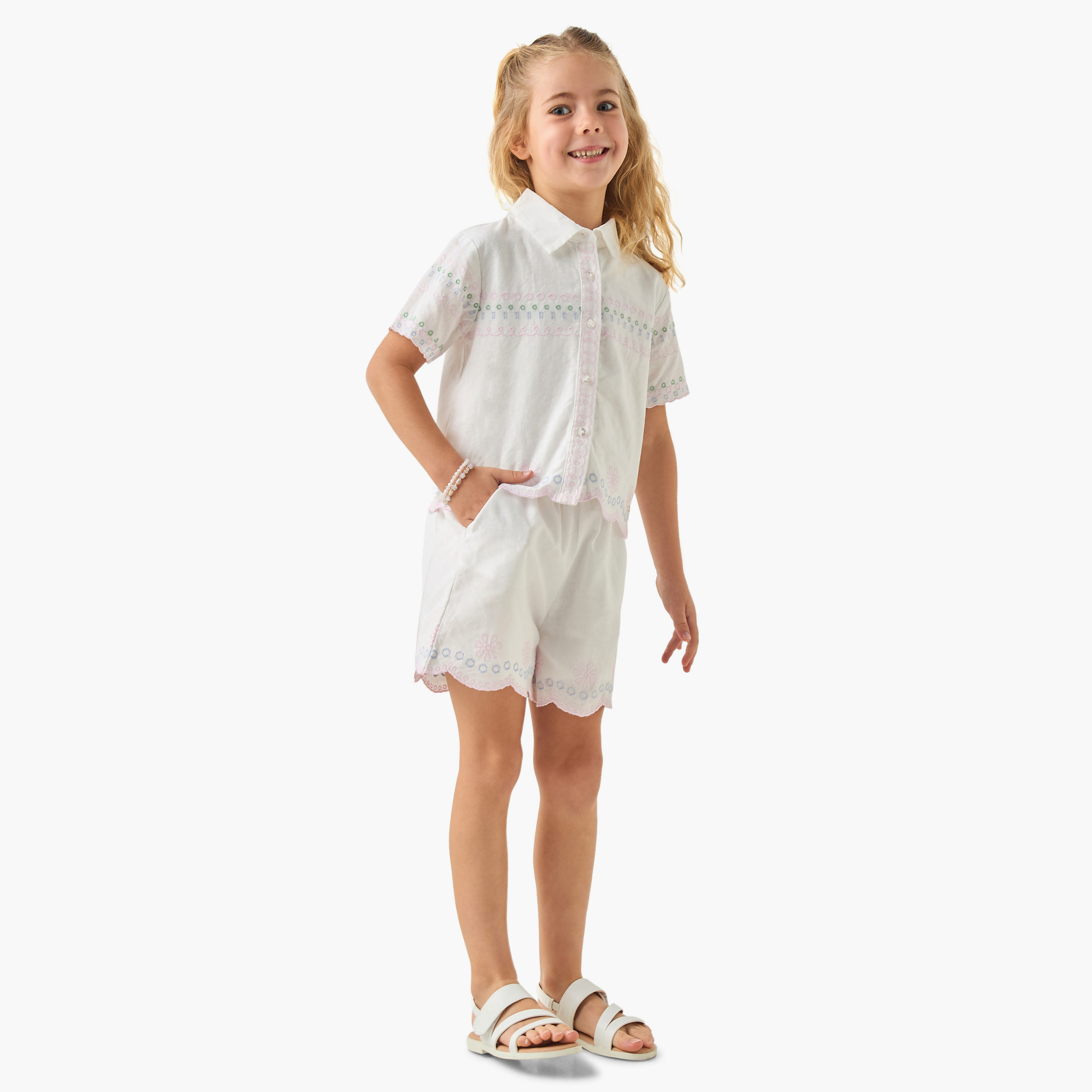 Eligo Embroidered Shirt and Shorts Set-baby-girls-clothing-setsandcoords-image-1
