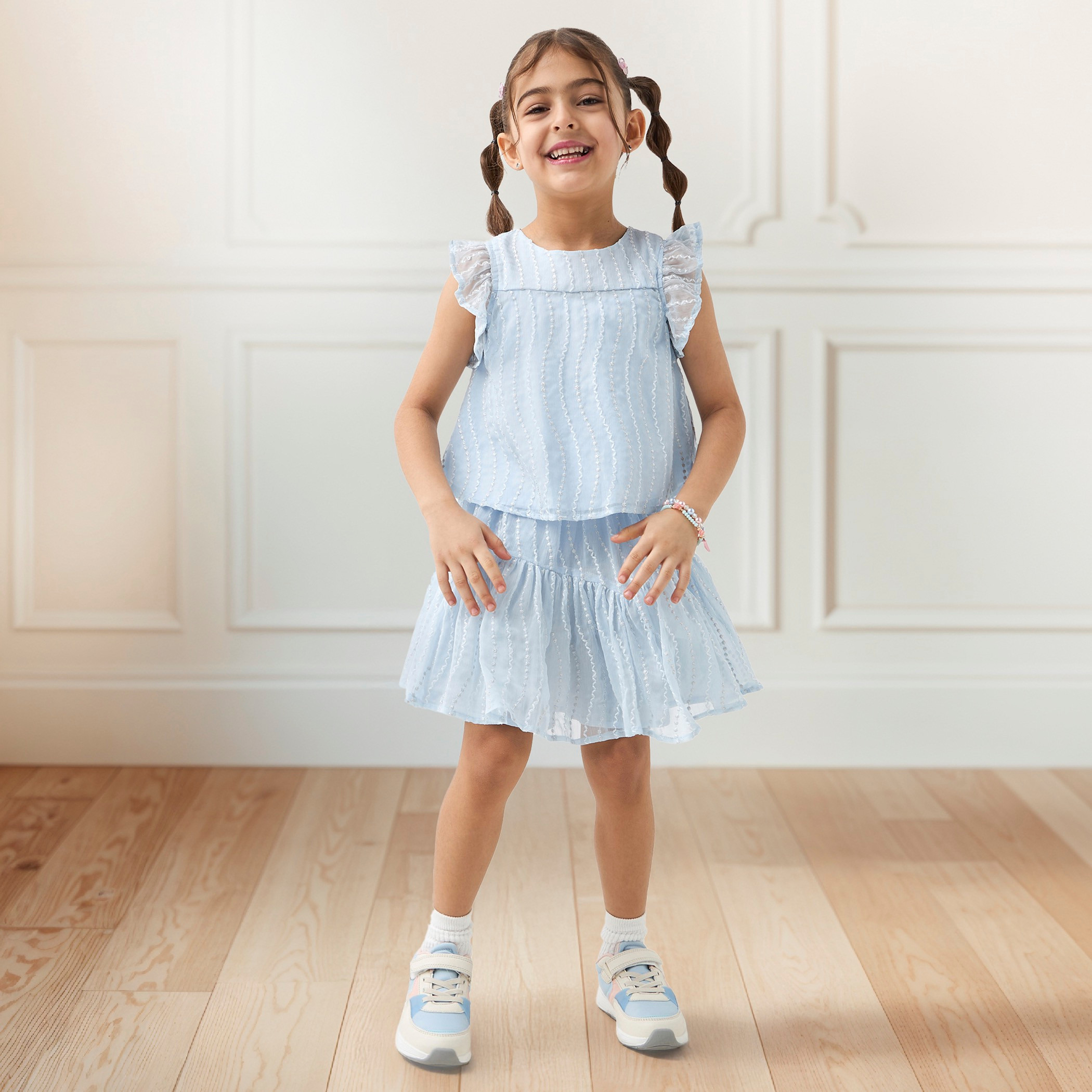 Eligo All-Over Embroidered Sleeveless Top and Skirt Set-baby-girls-clothing-setsandcoords-image-2