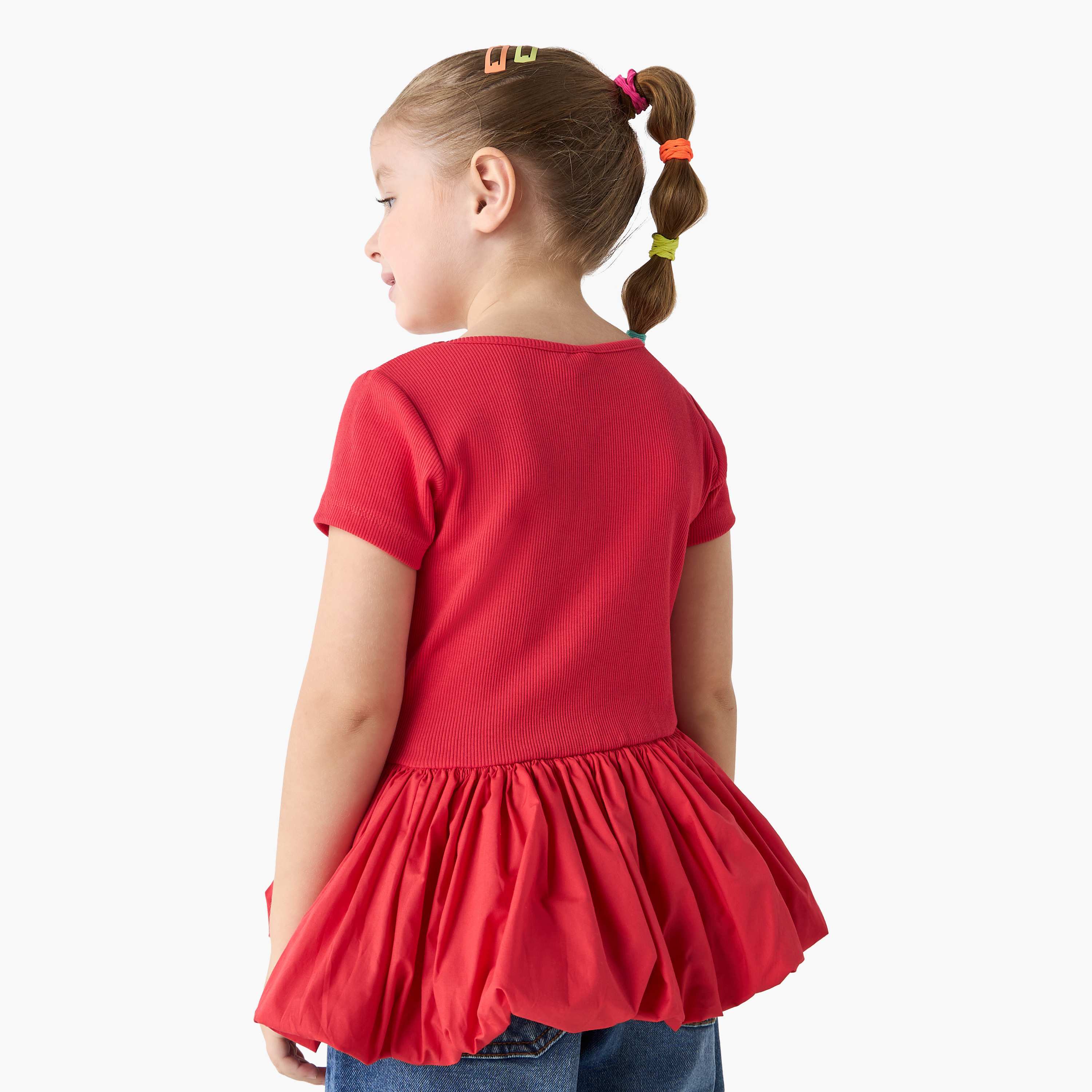 بلوزة بيبلوم بفيونكة وأكمام قصيرة من لي كوبر-girls-clothing-tshirts-image-3