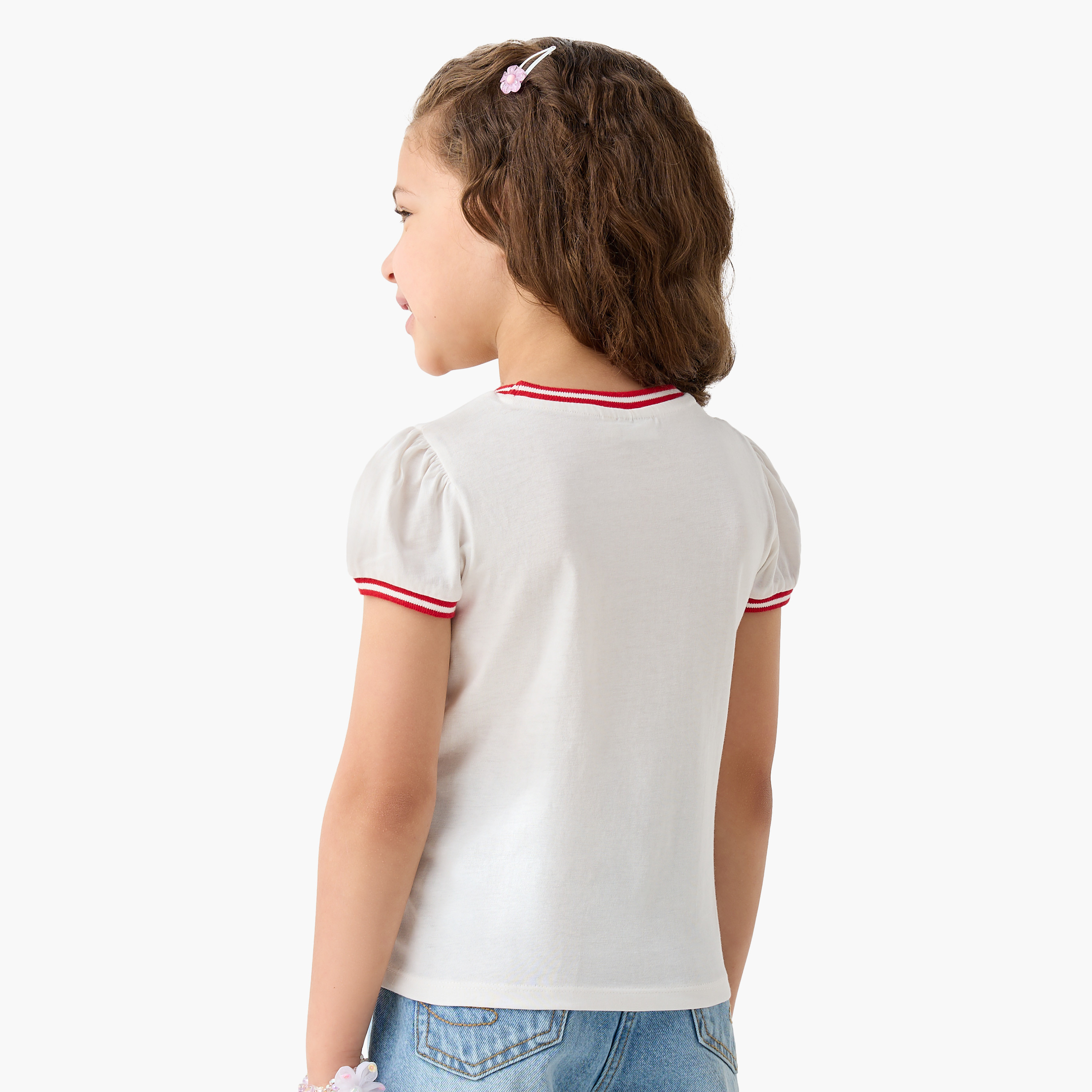 Lee Cooper Graphic Print Crew Neck T-shirt with Short Sleeves-girls-clothing-tshirts-image-3