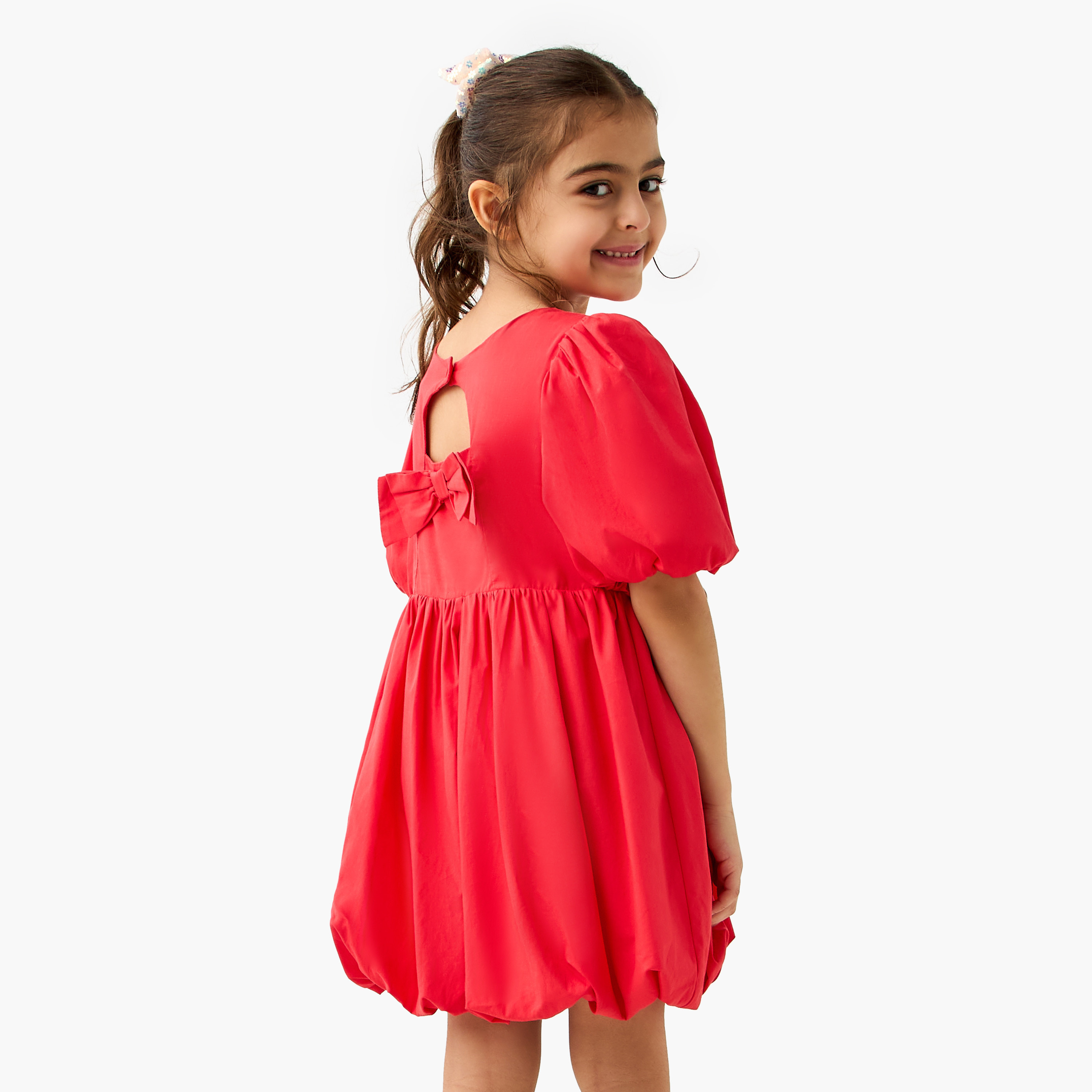 فستان بالون سادة بأكمام قصيرة من لي كوبر-girls-clothing-dressesandjumpsuits-image-3