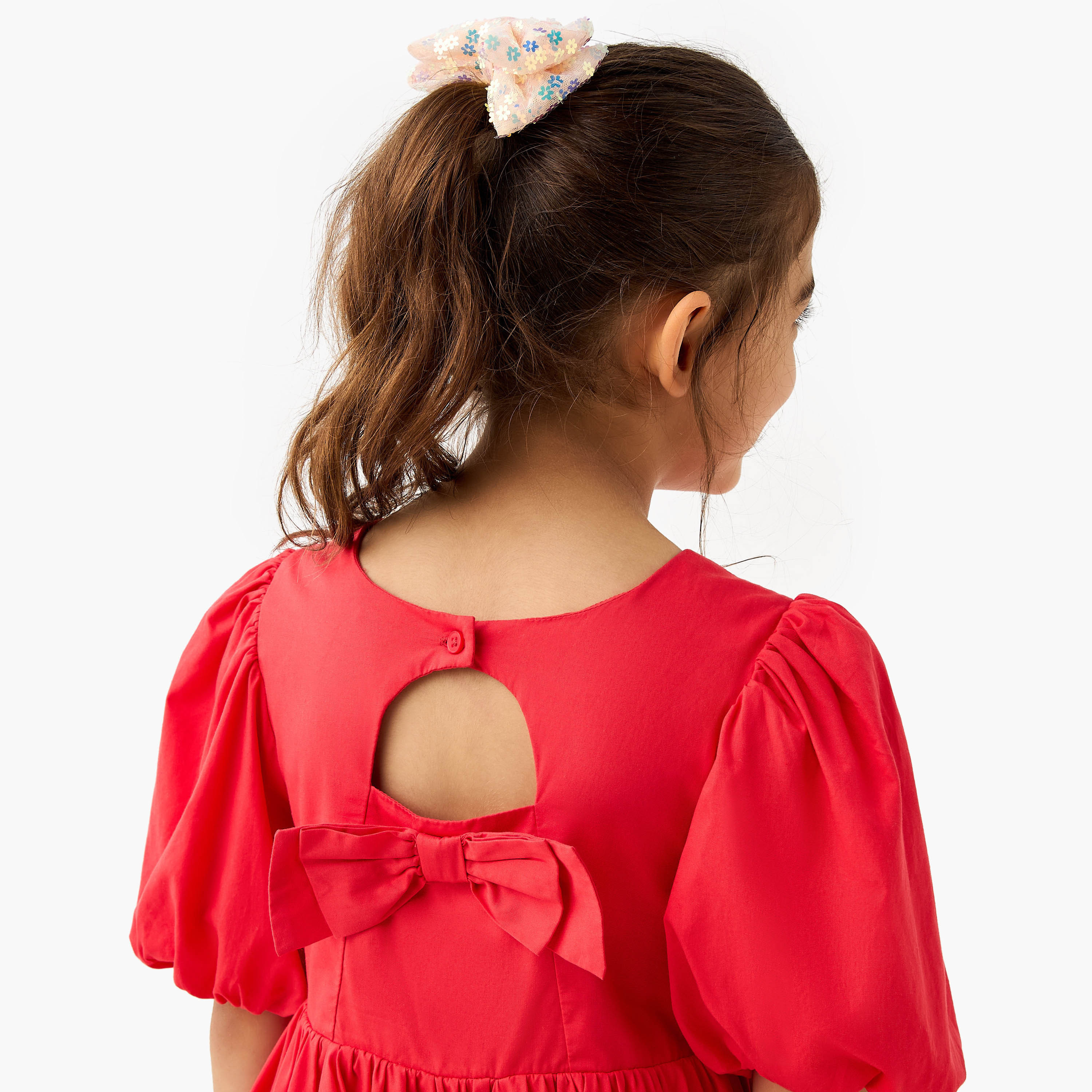 فستان بالون سادة بأكمام قصيرة من لي كوبر-girls-clothing-dressesandjumpsuits-image-5