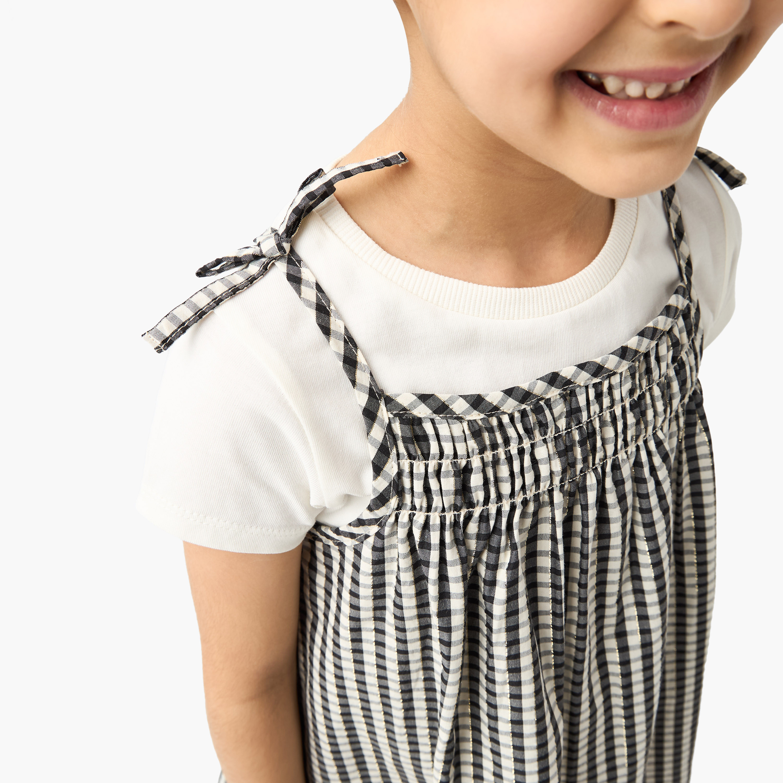 Lee Cooper Checked Pinafore and T-shirt Set-girls-clothing-dressesandjumpsuits-image-4