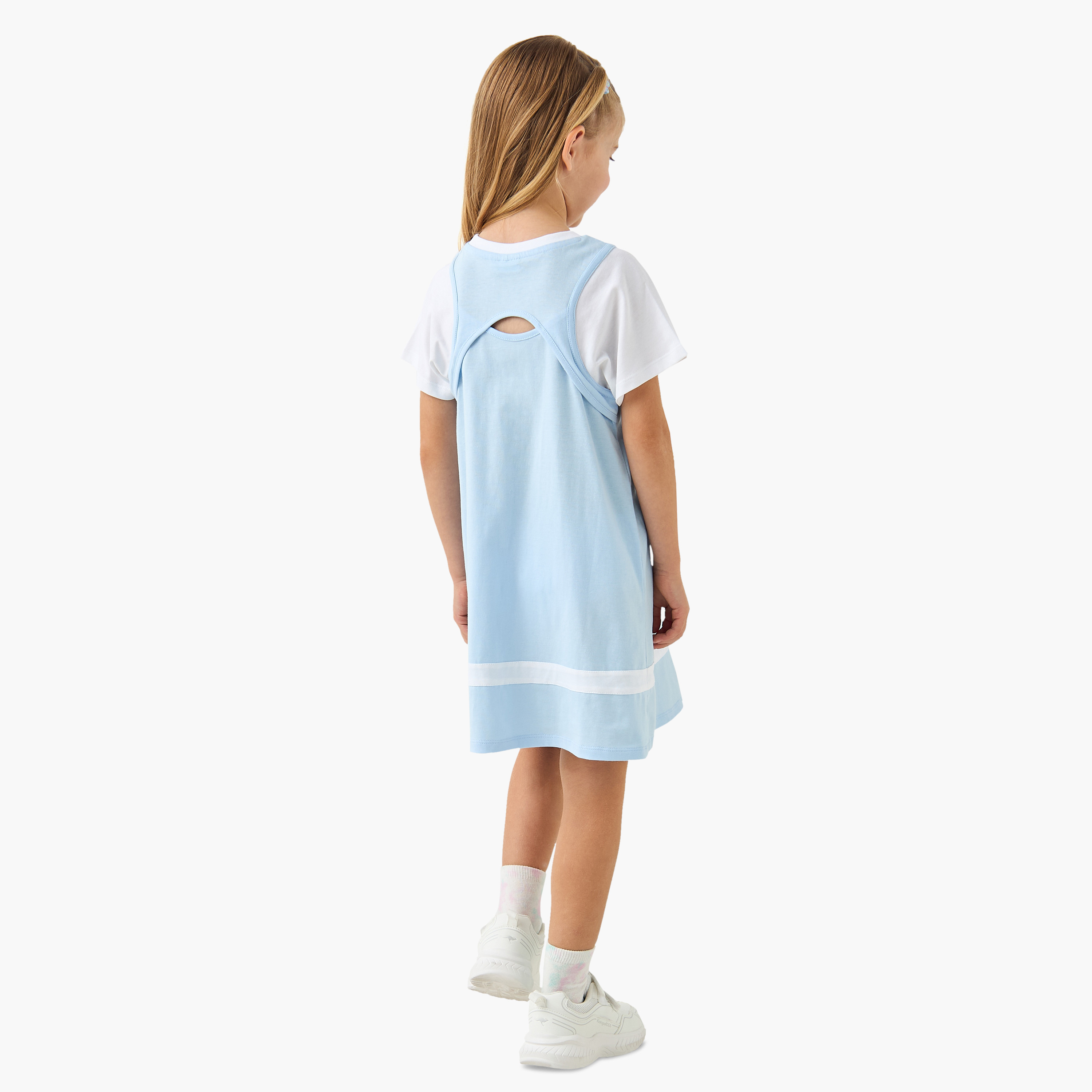 Lee Cooper Slogan Print Round Neck T-shirt Dress with Short Sleeves-girls-clothing-dressesandjumpsuits-image-3