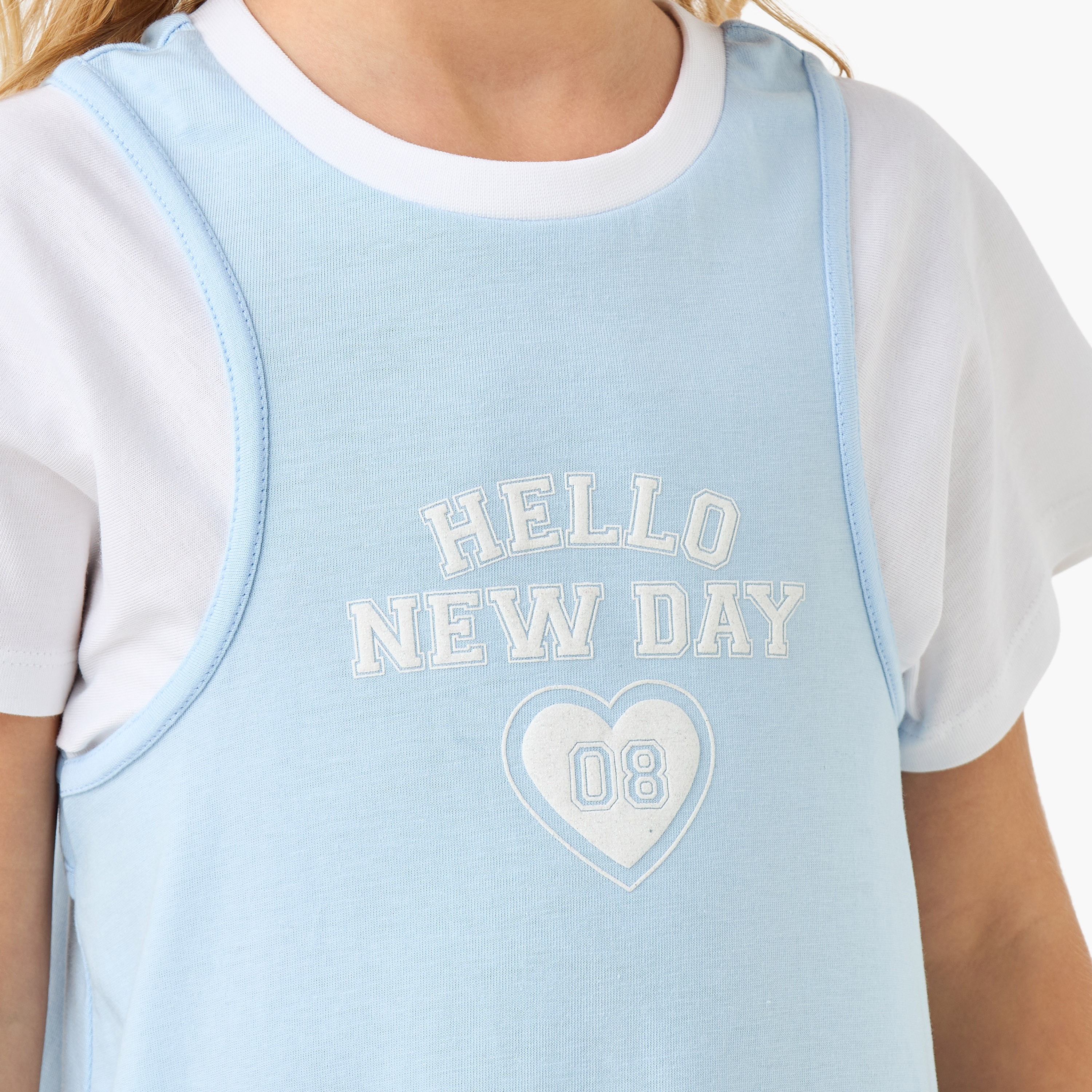 Lee Cooper Slogan Print Round Neck T-shirt Dress with Short Sleeves-girls-clothing-dressesandjumpsuits-image-4