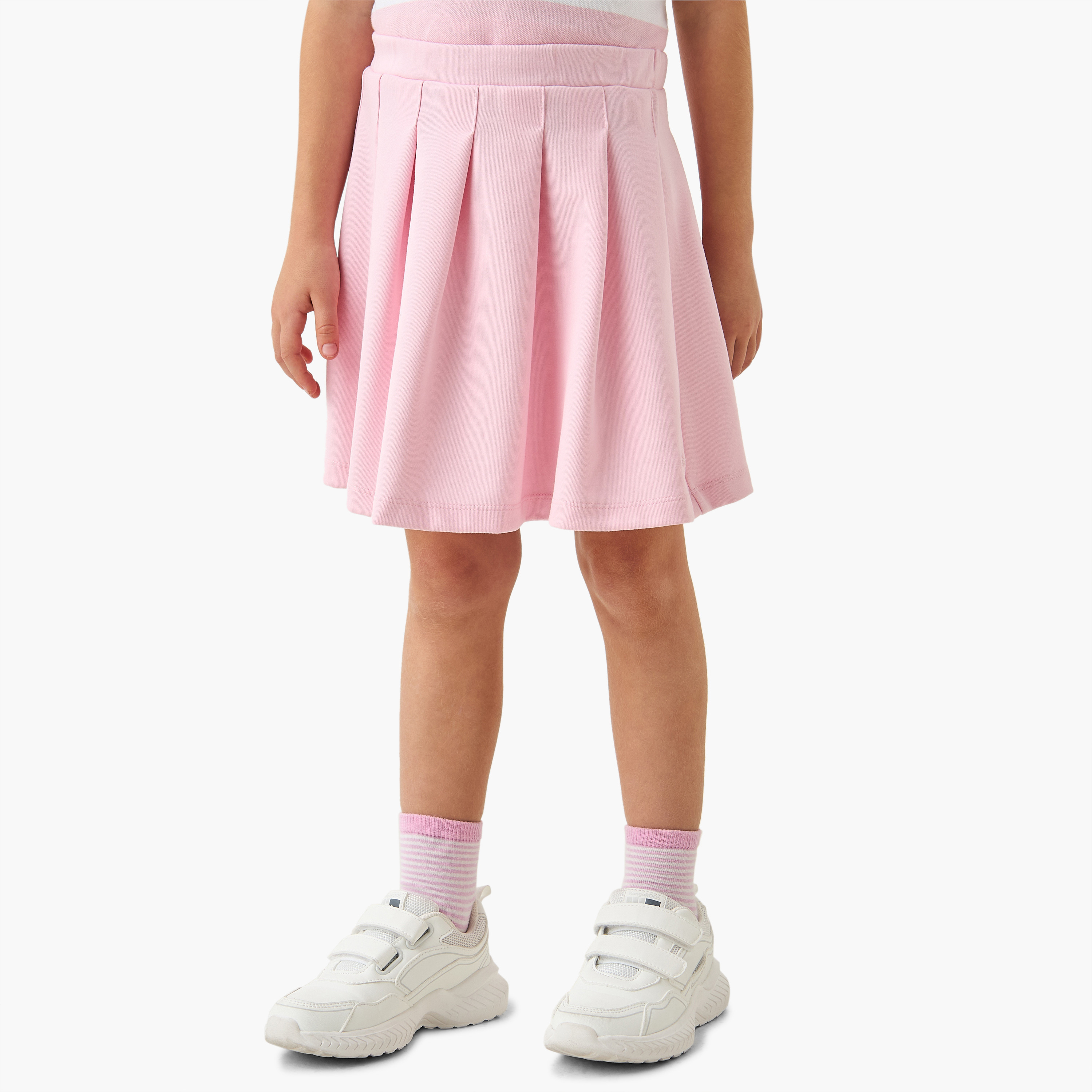 Lee Cooper Striped Polo T-shirt and Pleated Skirt Set-baby-girls-clothing-setsandcoords-image-3