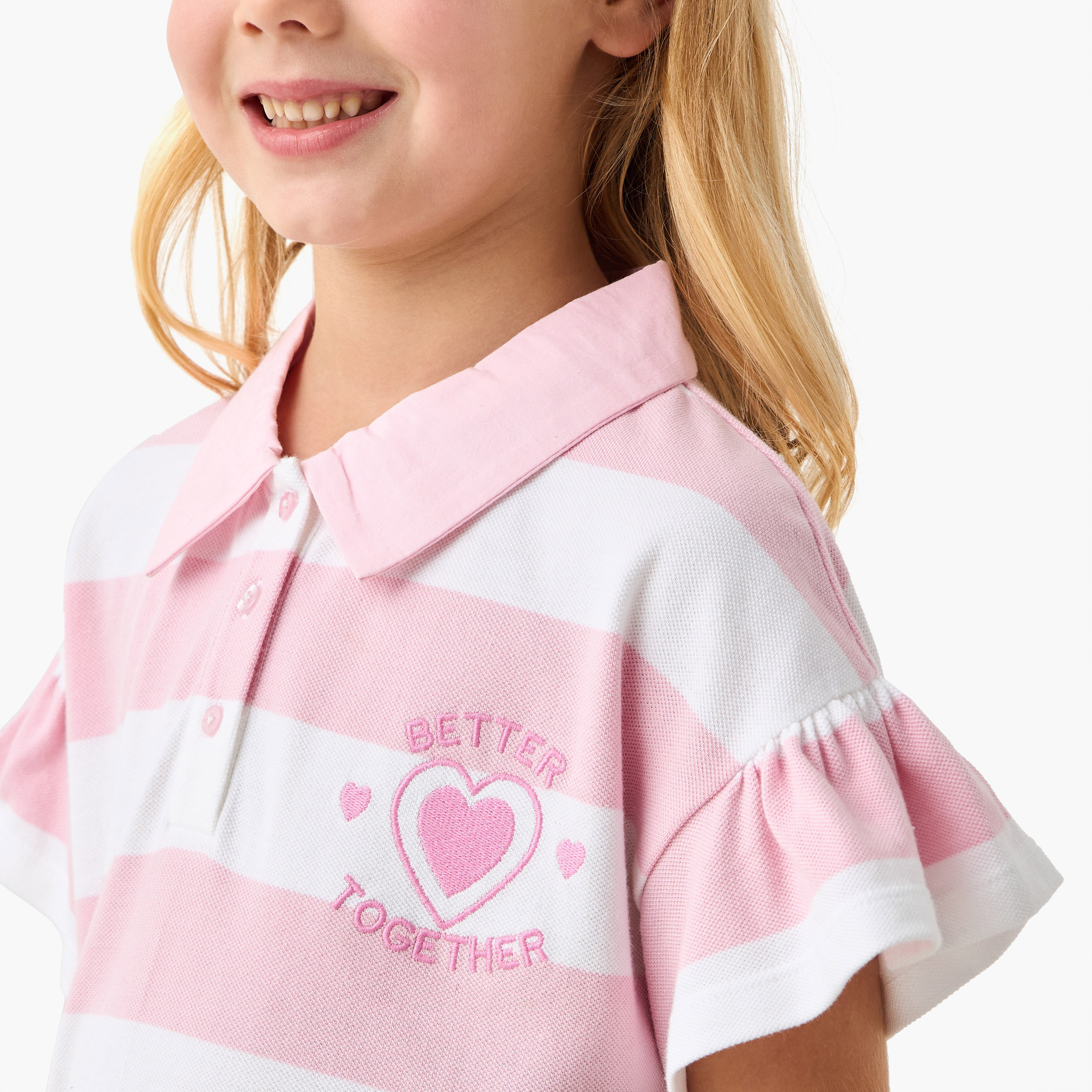 Lee Cooper Striped Polo T-shirt and Pleated Skirt Set-baby-girls-clothing-setsandcoords-image-5