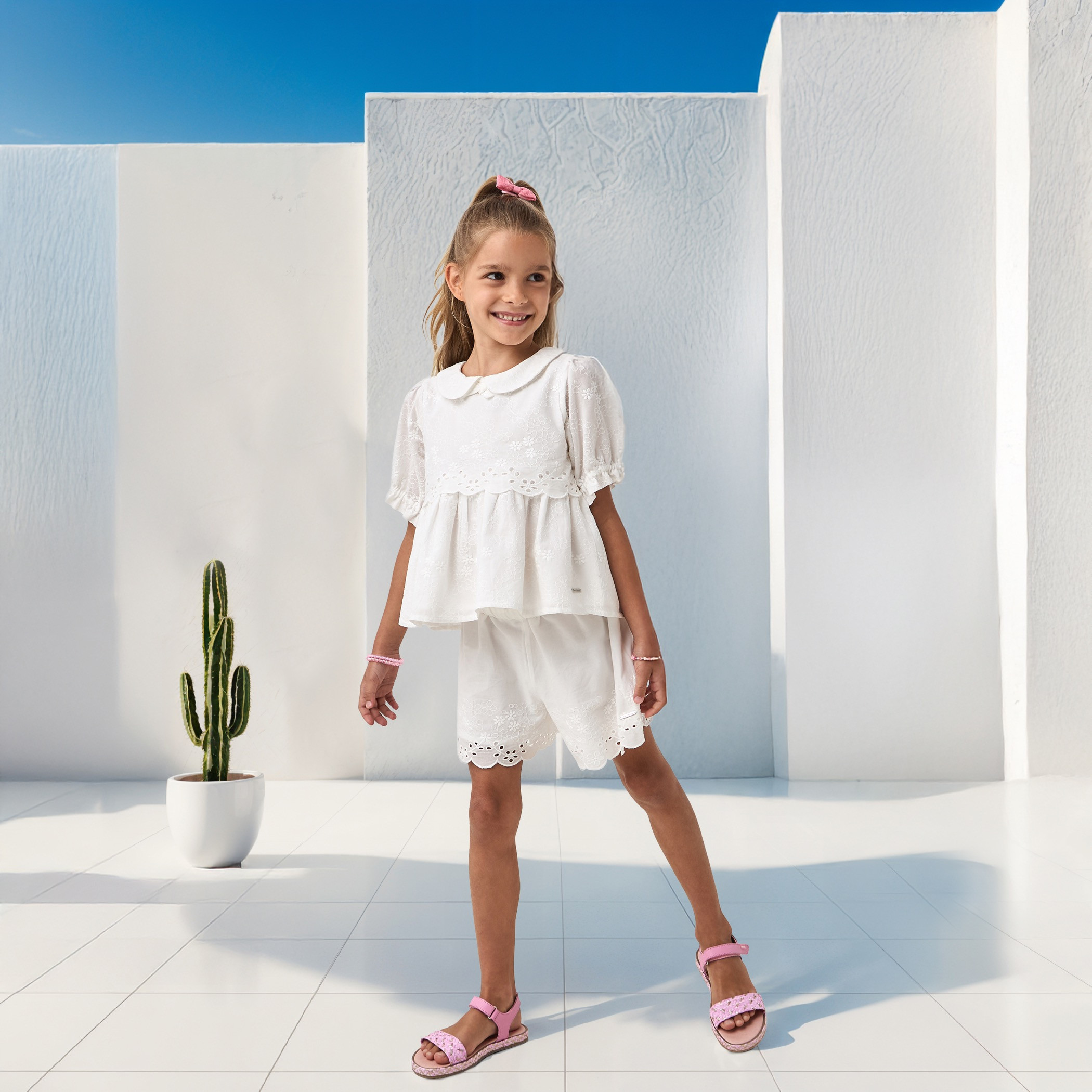 Lee Cooper Schiffli Detail Top and Shorts Set-girls-clothing-setsandcoords-image-1