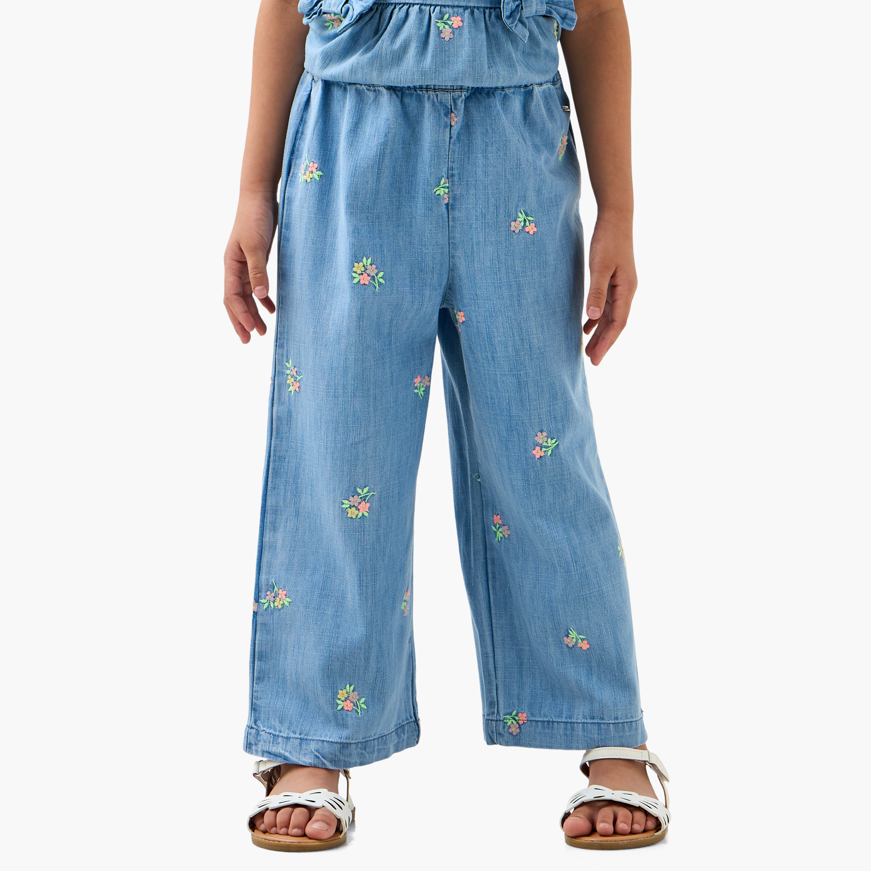 Lee Cooper Floral Embroidered Peplum Top and Pants Set-baby-girls-clothing-setsandcoords-image-3
