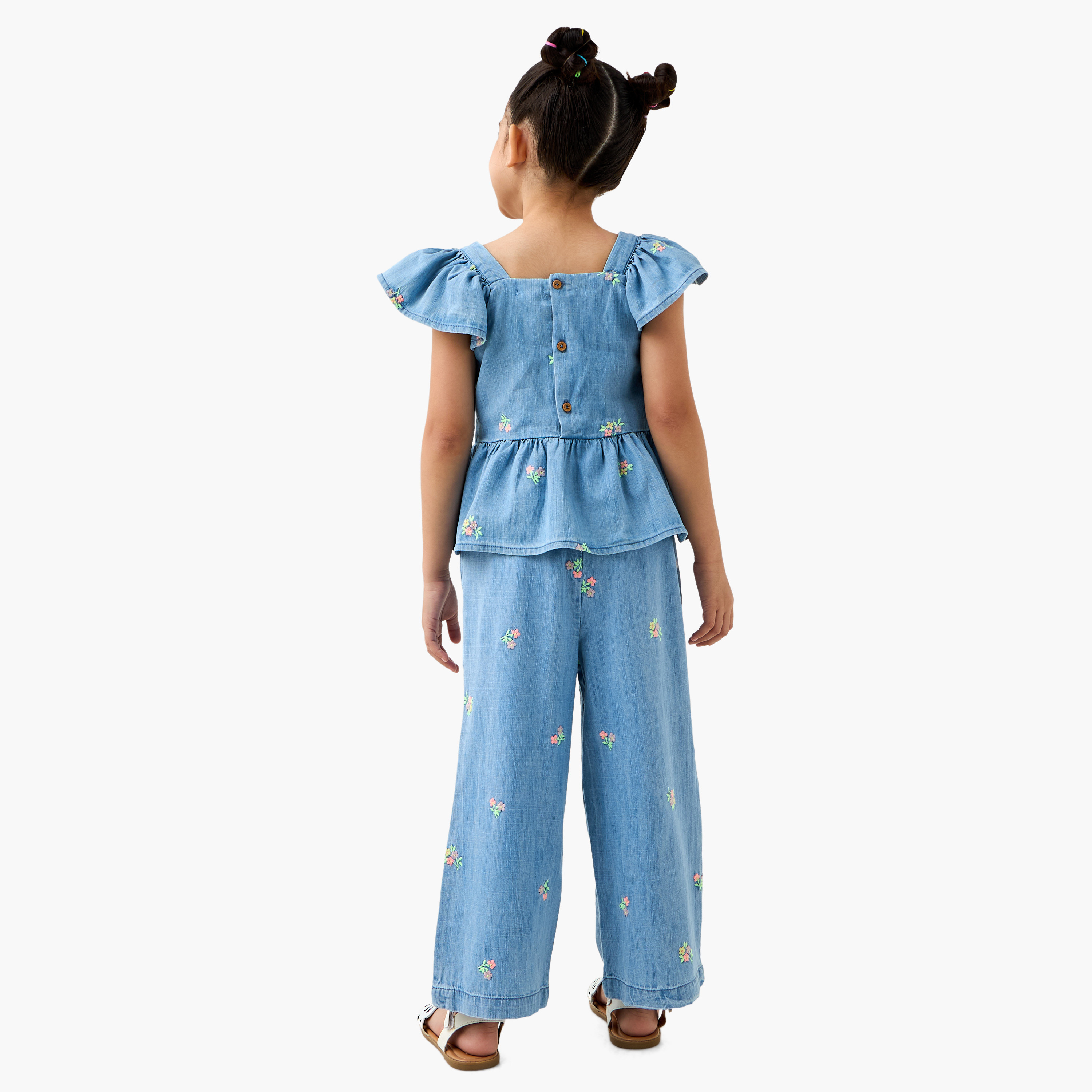 Lee Cooper Floral Embroidered Peplum Top and Pants Set-baby-girls-clothing-setsandcoords-image-4