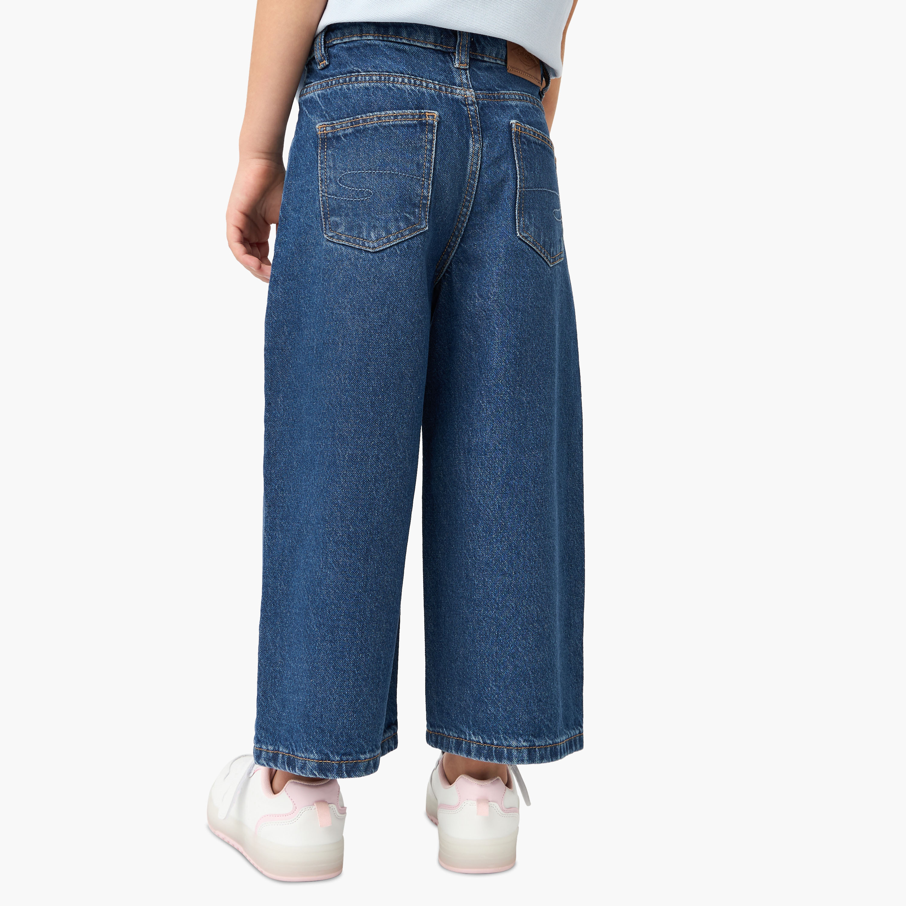 Lee Cooper Girls Solid Wide Leg Jeans with Pockets-girls-clothing-bottoms-jeansandjeggings-image-3