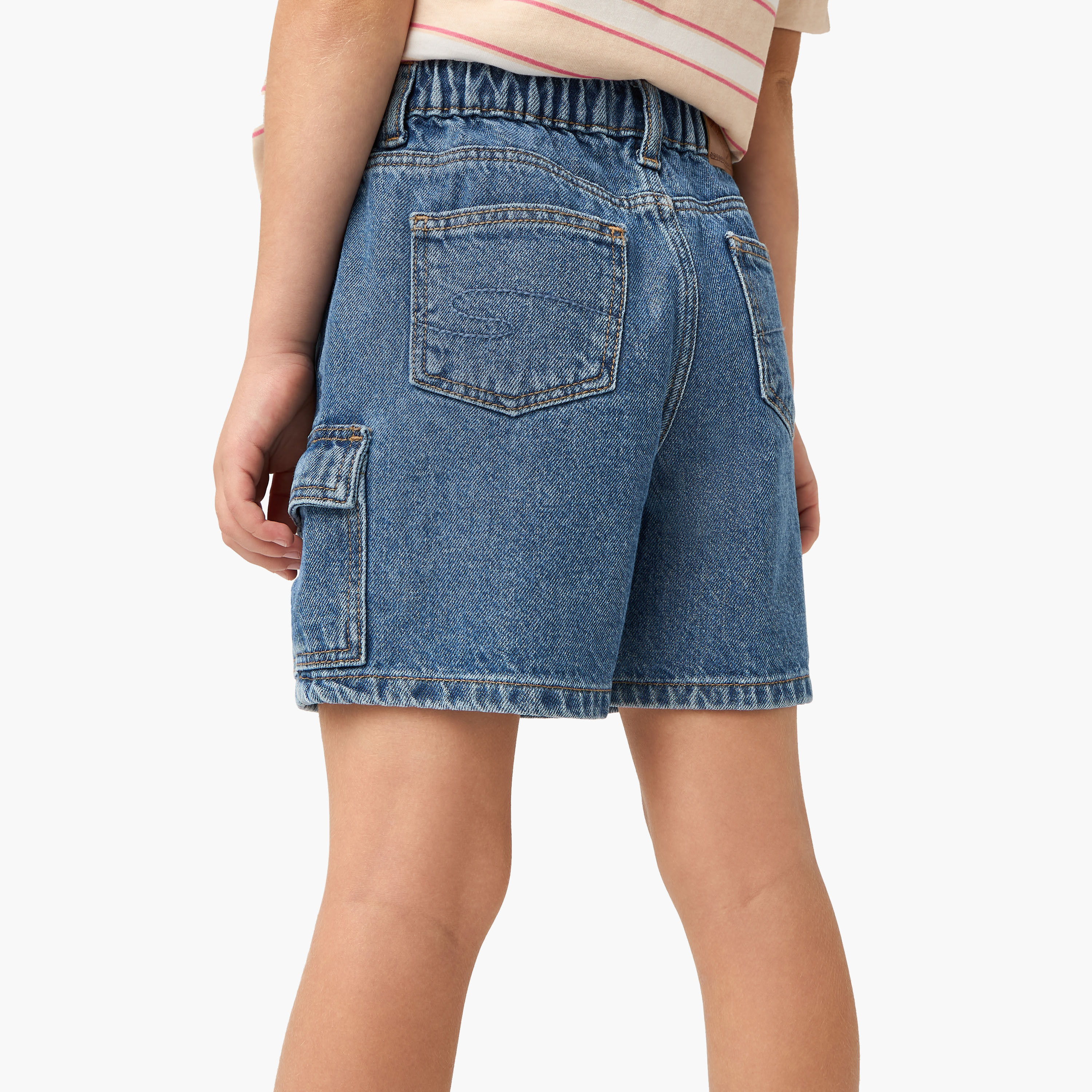 Lee Cooper Girls Solid Denim Shorts with Pockets-girls-clothing-bottoms-shorts-image-3