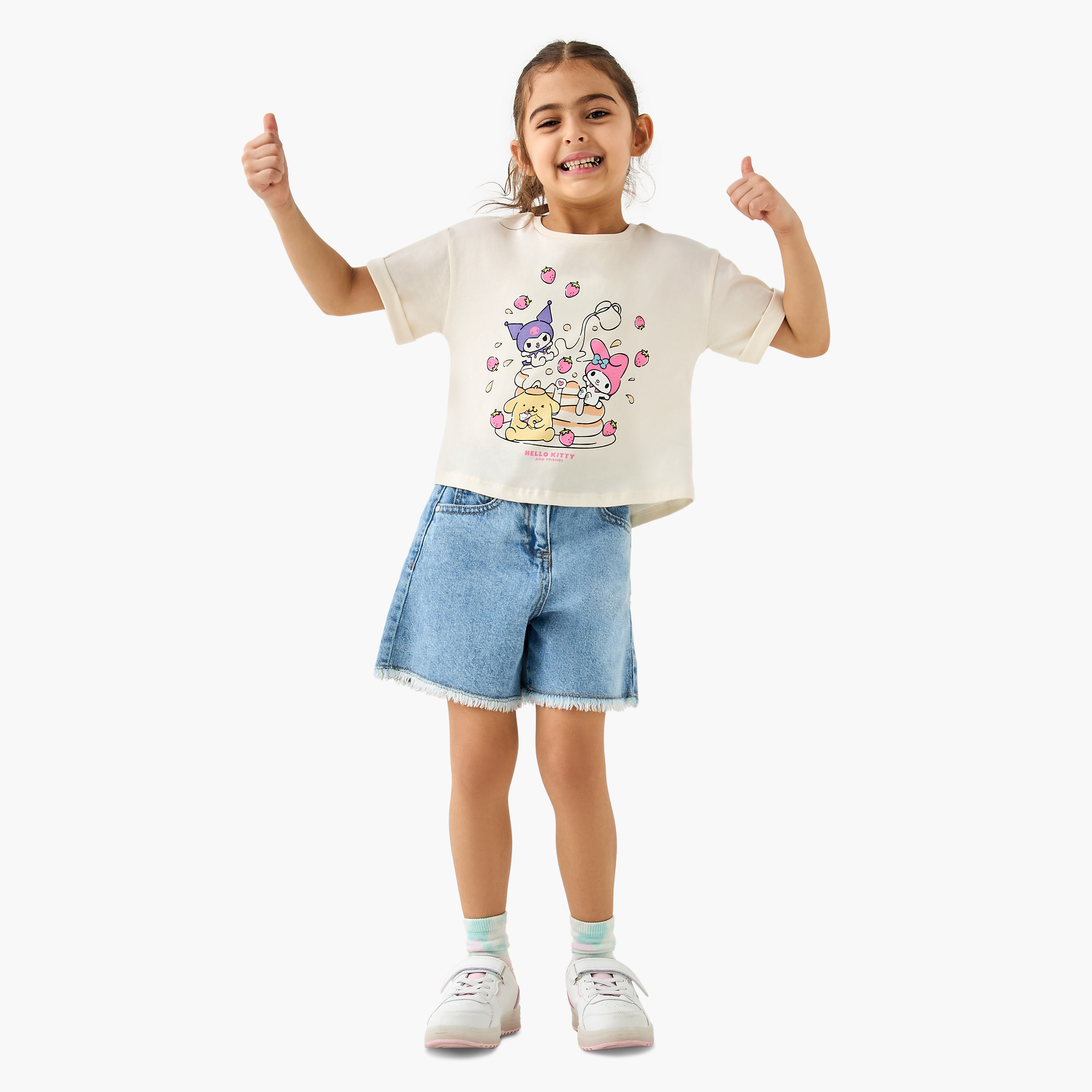 Sanrio Hello Kitty and Friends Print T-Shirt with Short Sleeves-girls-clothing-tshirts-image-2