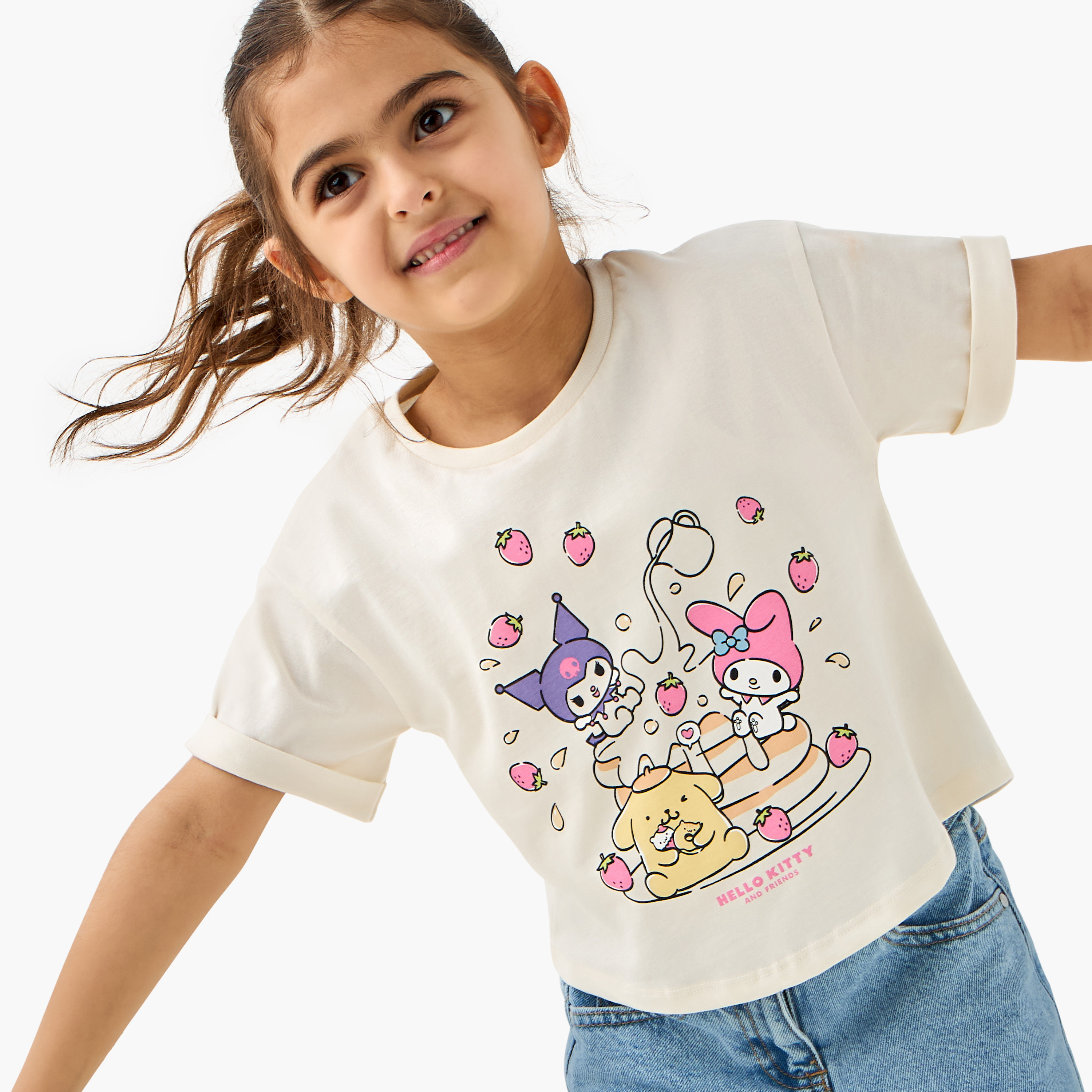 Sanrio Hello Kitty and Friends Print T-Shirt with Short Sleeves-girls-clothing-tshirts-image-4