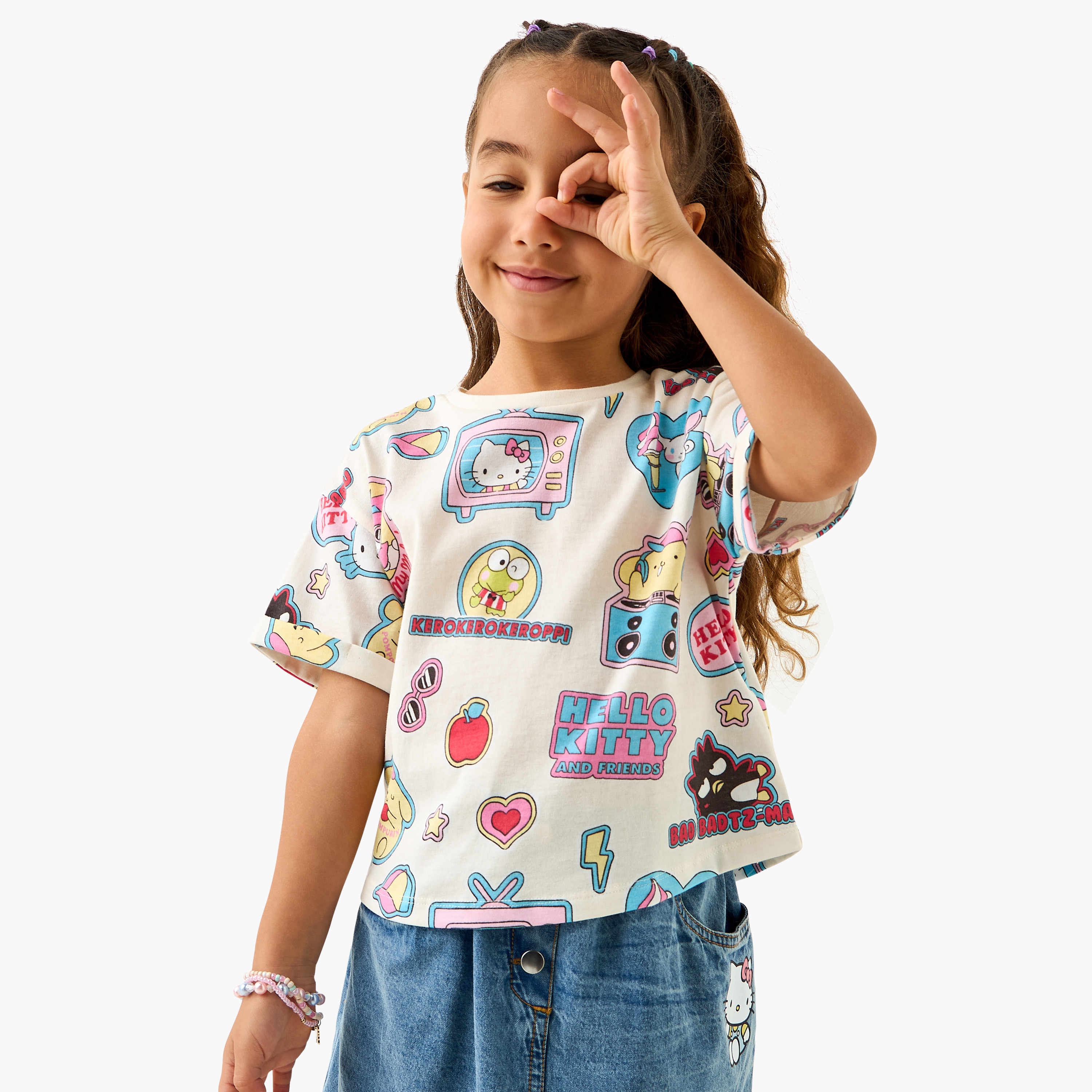 Sanrio Printed T-shirt with Short Sleeves - Set of 2-girls-clothing-tshirts-image-6