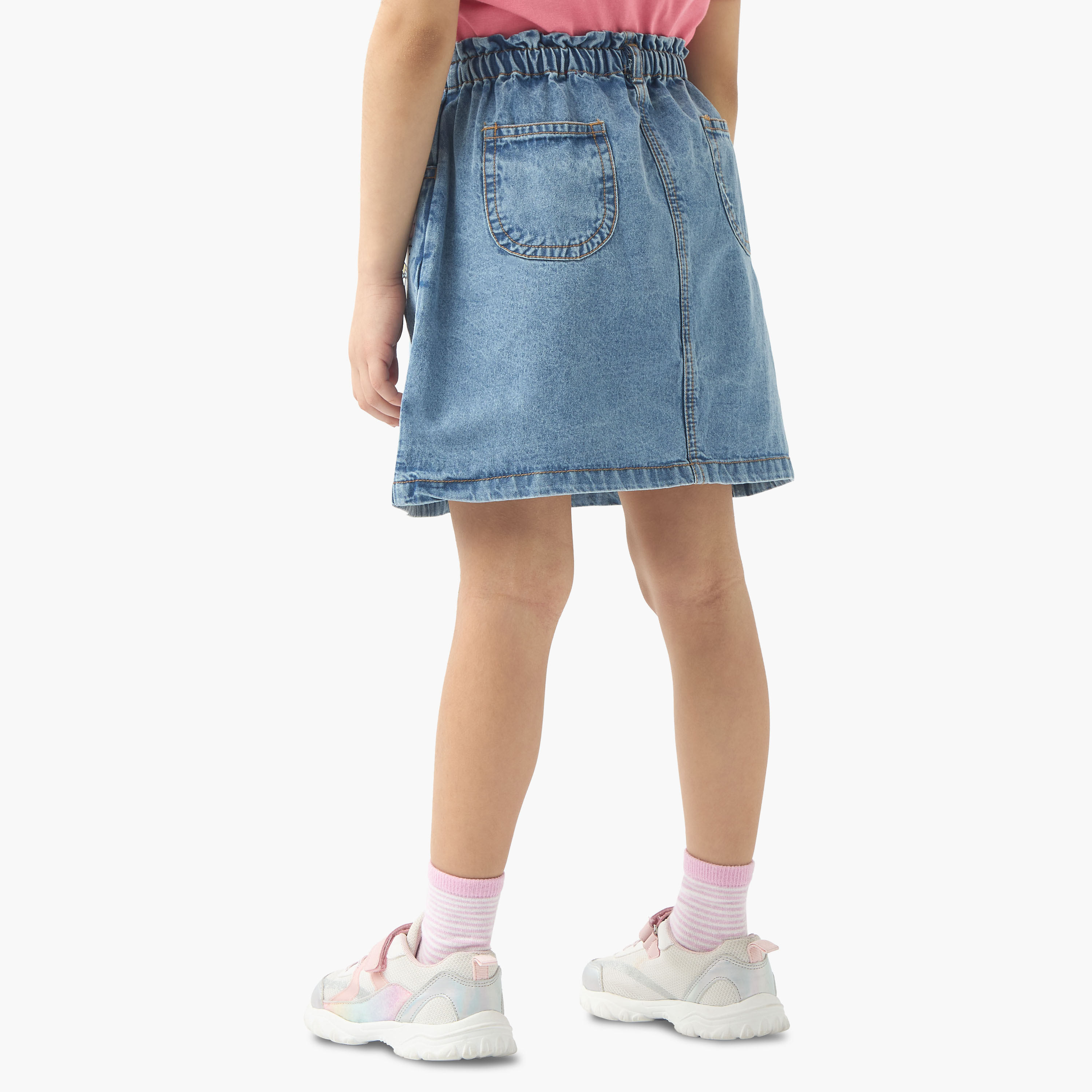 تنورة دينم بطبعات هالو كيتي وخصر مطاطي من سانريو-baby-girls-clothing-bottoms-skirts-image-3