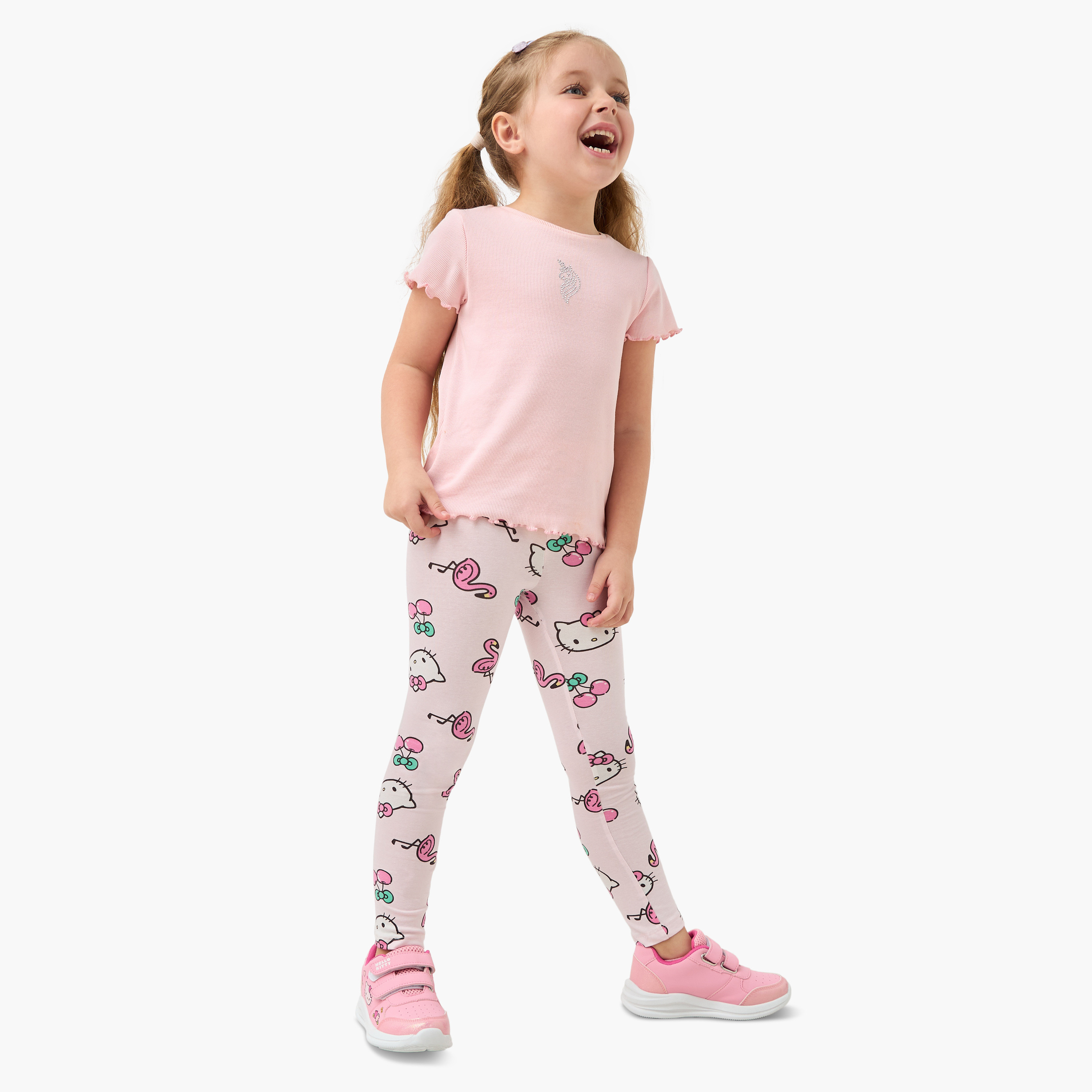 Sanrio All-Over Hello Kitty Print Leggings with Elasticated Waistband-baby-girls-clothing-bottoms-leggings-image-2