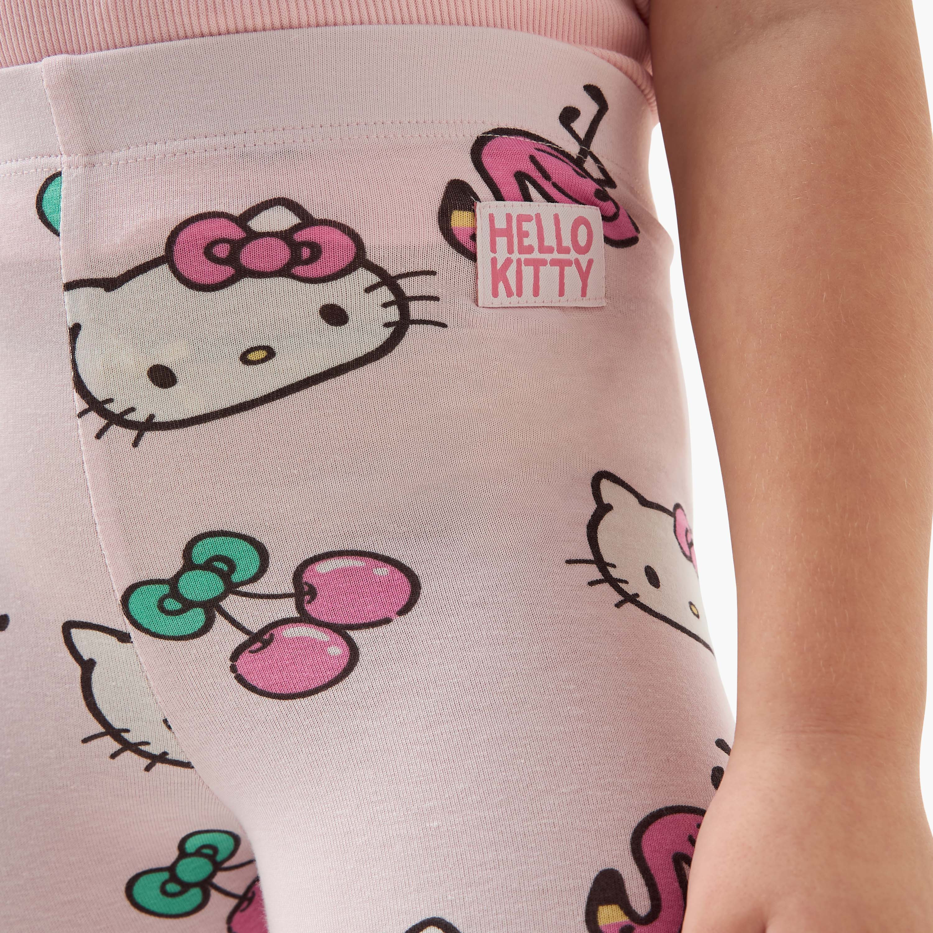 Sanrio All-Over Hello Kitty Print Leggings with Elasticated Waistband-baby-girls-clothing-bottoms-leggings-image-4