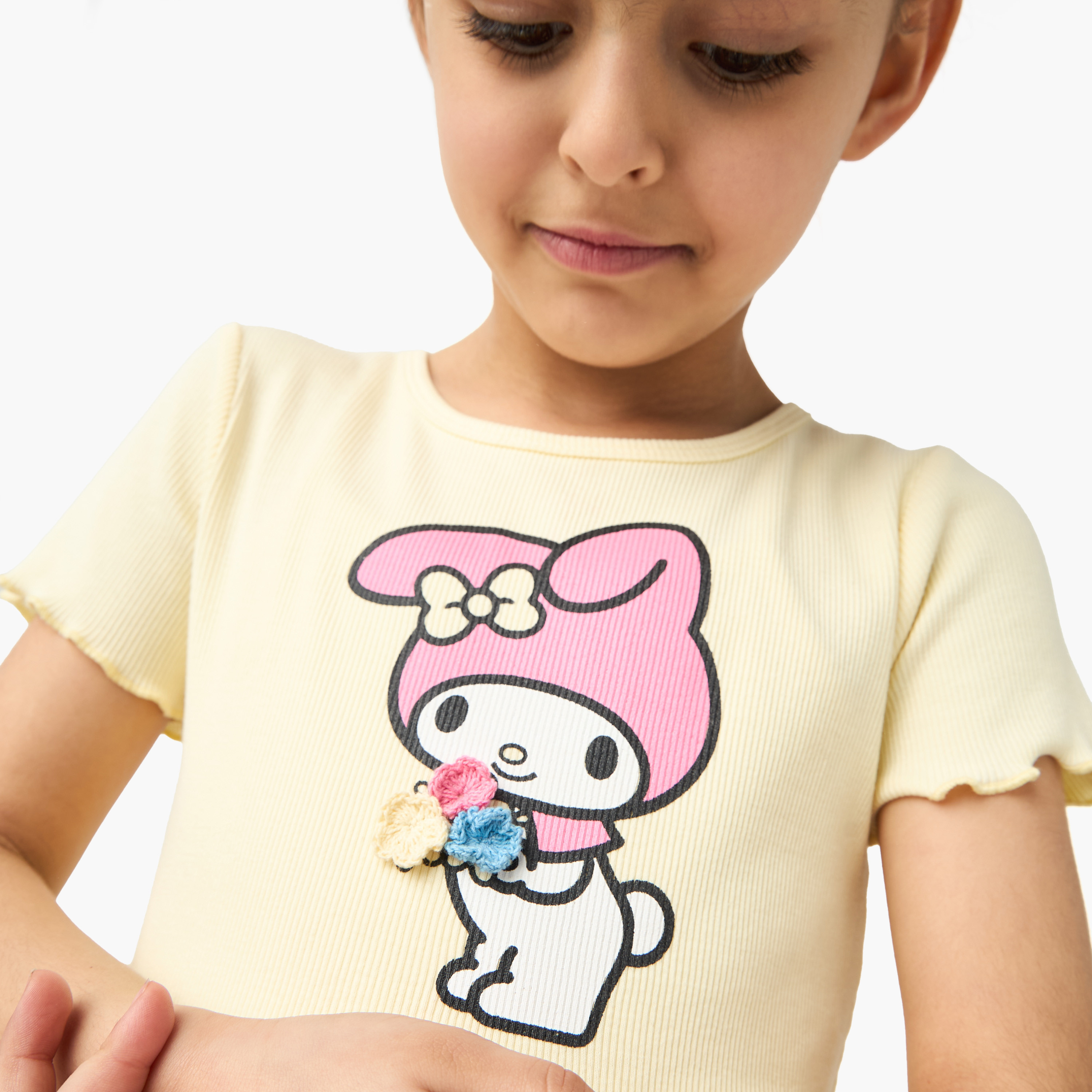 Sanrio My Melody Print Prom Dress with Short Sleeves-girls-clothing-dressesandjumpsuits-image-4
