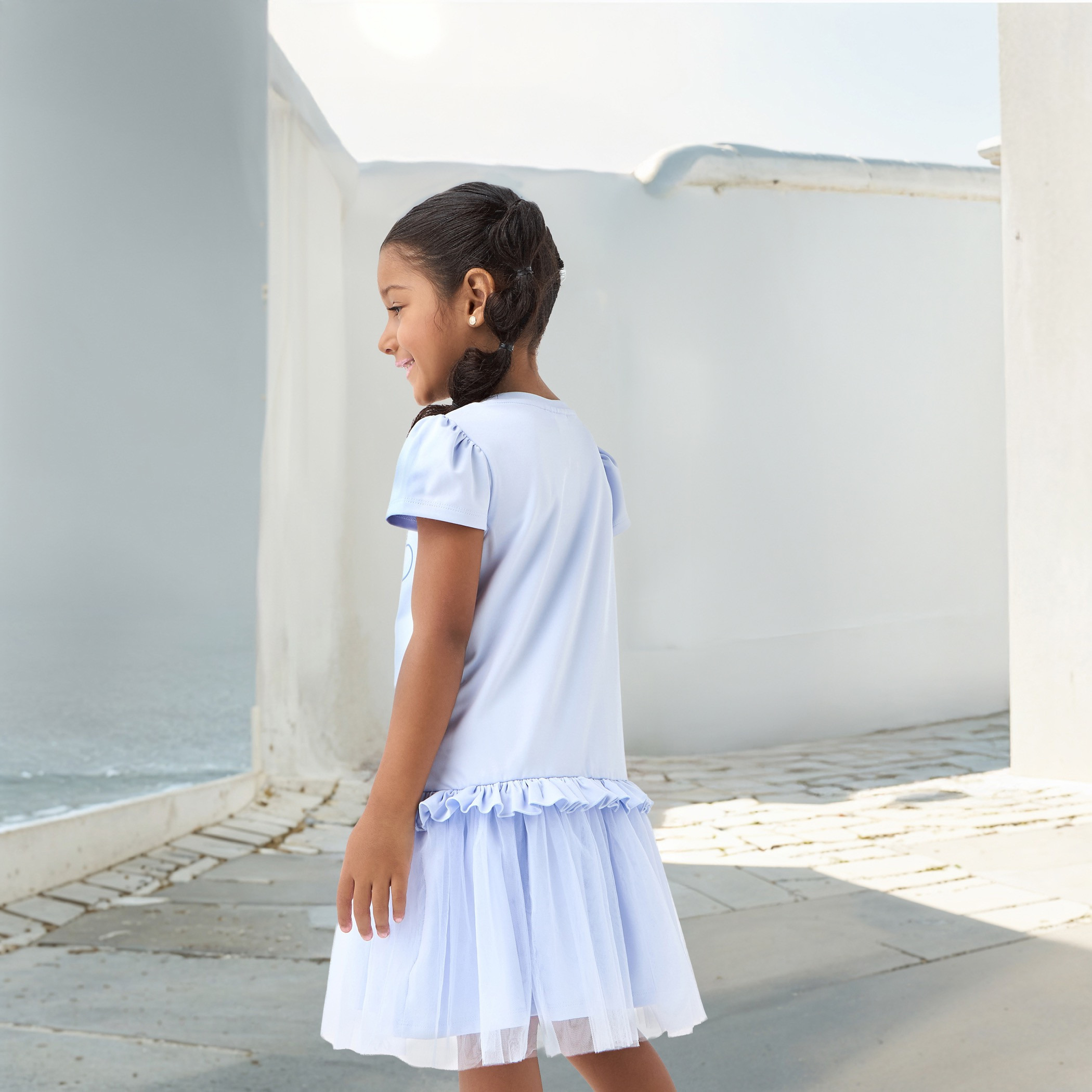 Sanrio Cinnamoroll Print Tulle Dress with Short Sleeves-girls-clothing-dressesandjumpsuits-image-3