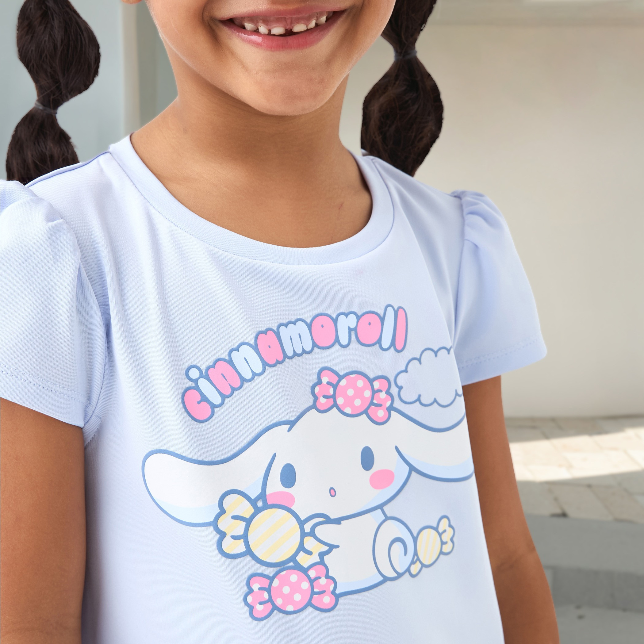 Sanrio Cinnamoroll Print Tulle Dress with Short Sleeves-girls-clothing-dressesandjumpsuits-image-4