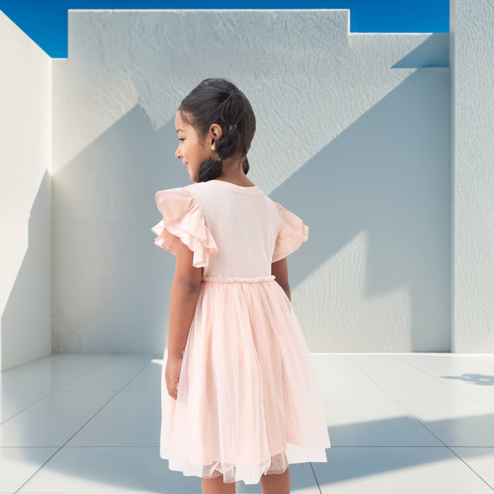Sanrio Hello Kitty Print Tulle Dress with Flutter Sleeves-girls-clothing-dressesandjumpsuits-image-3