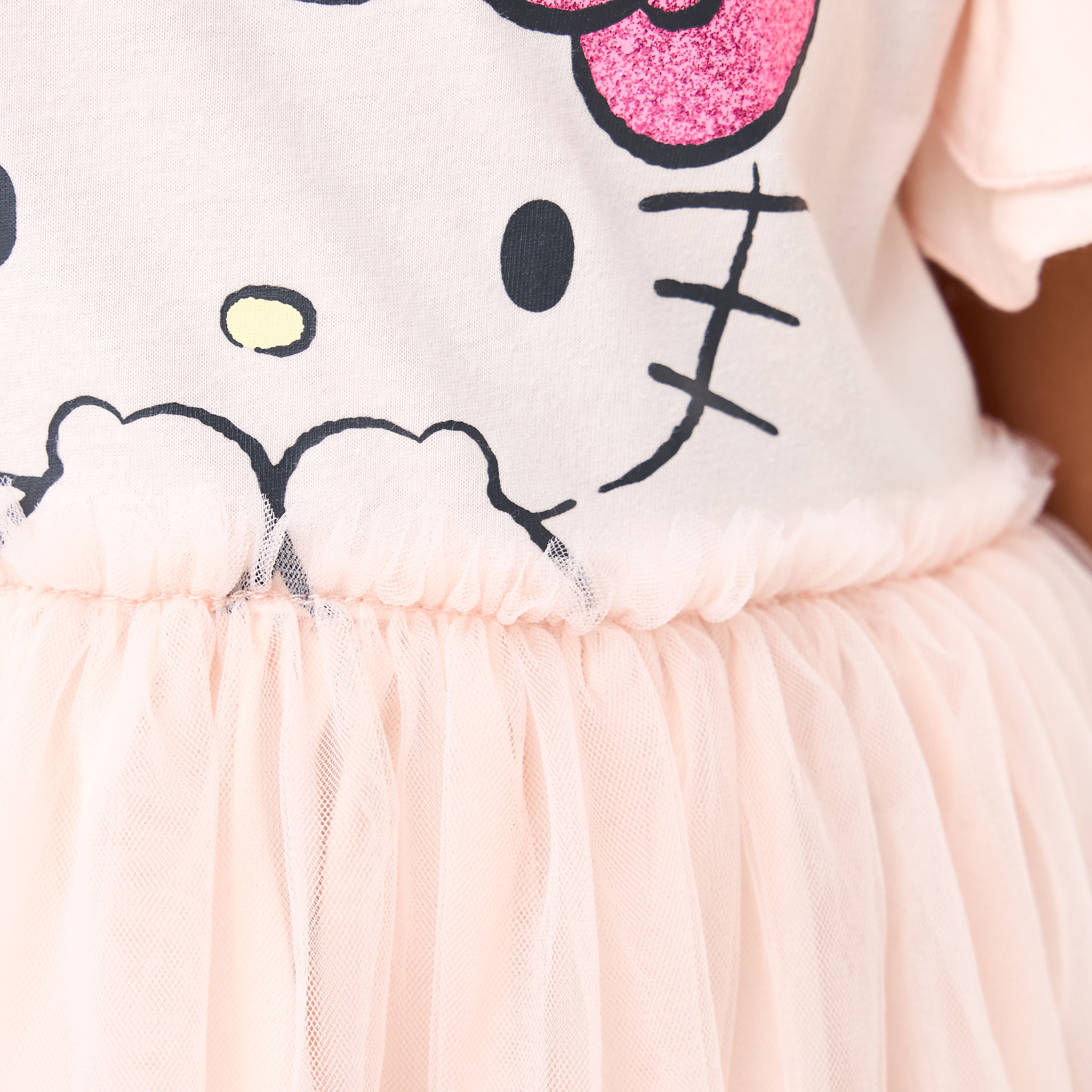 Sanrio Hello Kitty Print Tulle Dress with Flutter Sleeves-girls-clothing-dressesandjumpsuits-image-5