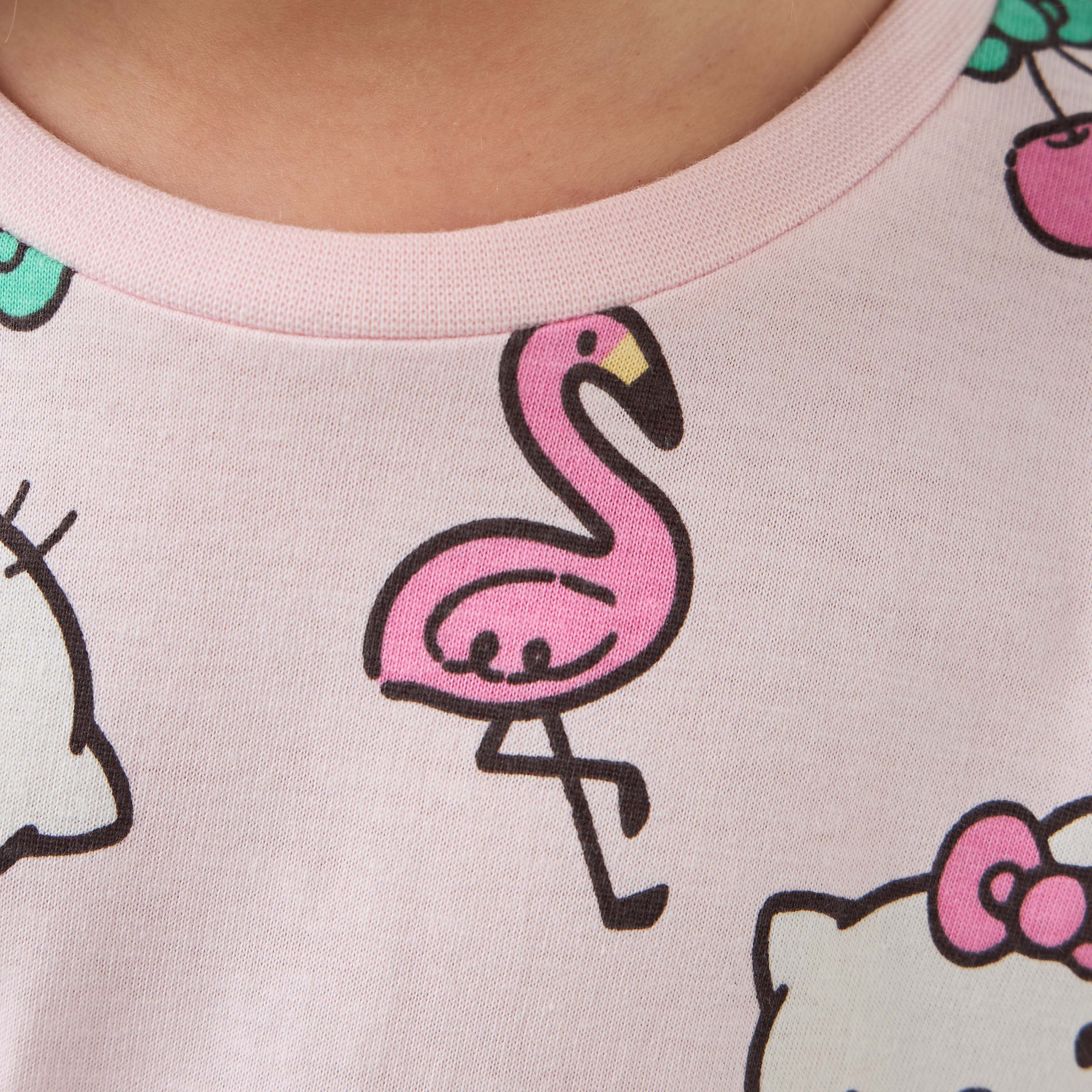 Sanrio Hello Kitty Print A-line Dress with Round Neck and Short Sleeves-girls-clothing-dressesandjumpsuits-image-5