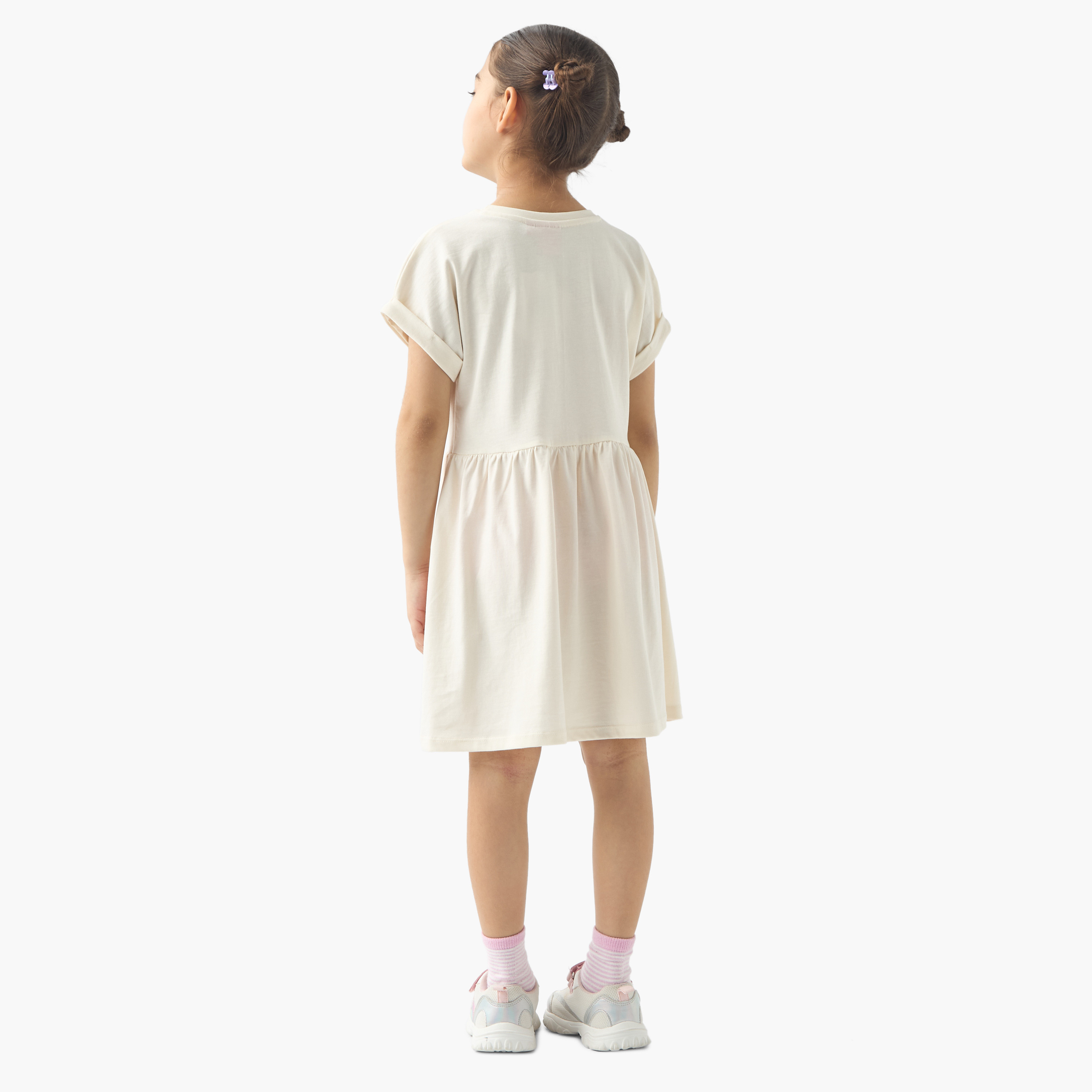 Sanrio Hello Kitty Print A-line Dress with Round Neck and Short Sleeves-girls-clothing-dressesandjumpsuits-image-3